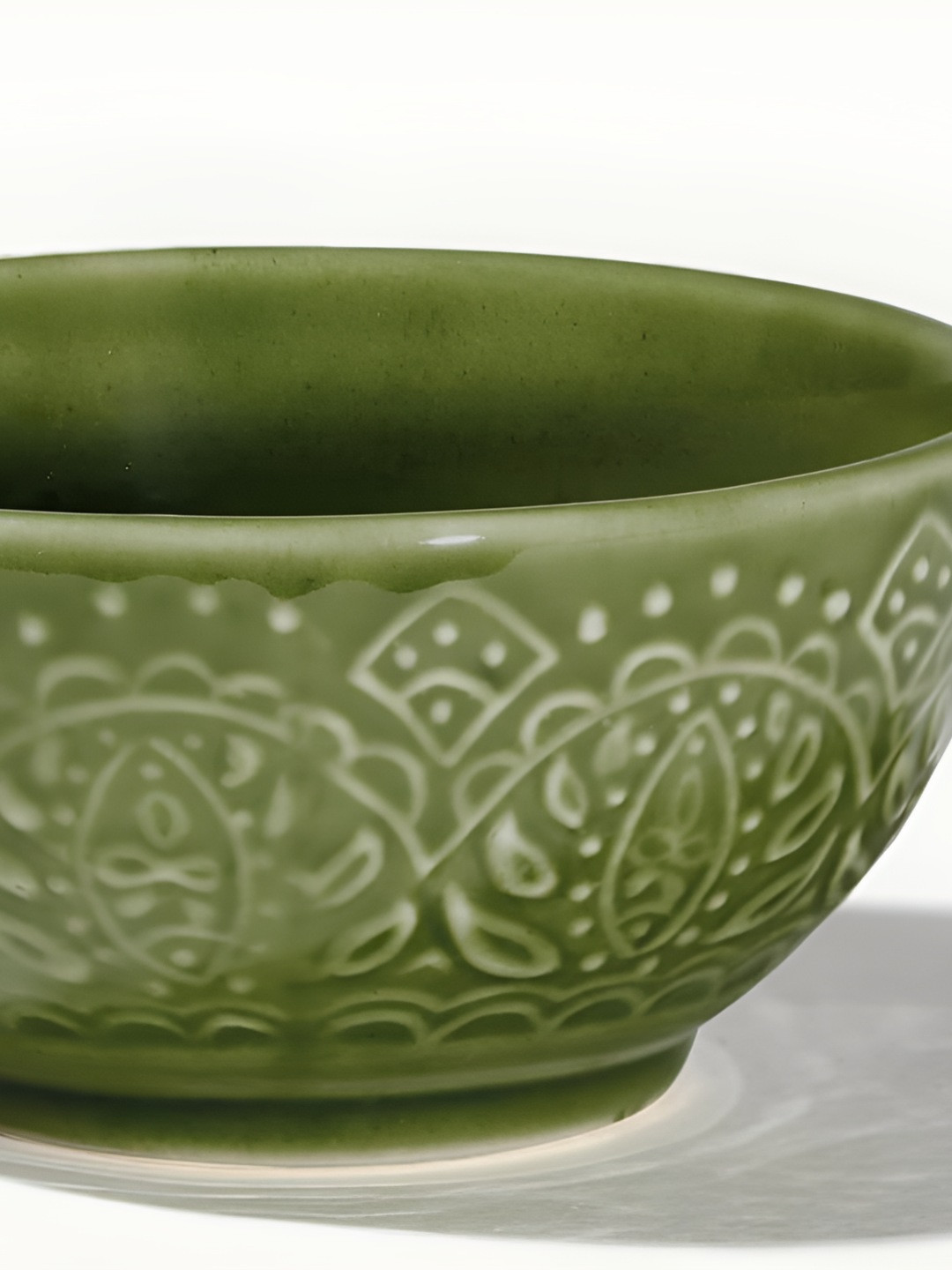 

AMALAFIEE CERAMICS Green 2 Pieces Textured Ceramic Microwave Safe Serving Bowls