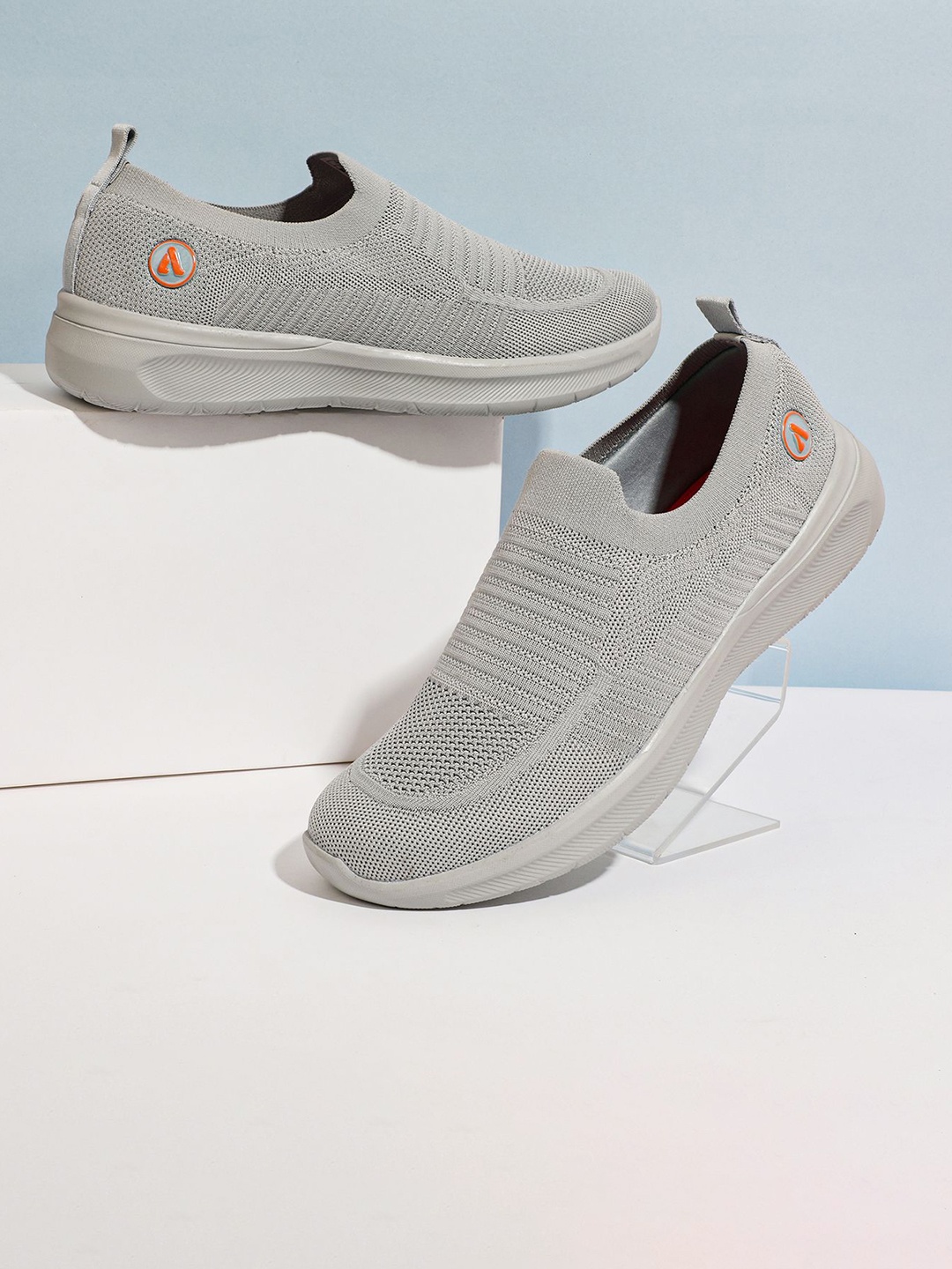 

Aqualite Men Woven Design Slip-On Sneakers, Grey