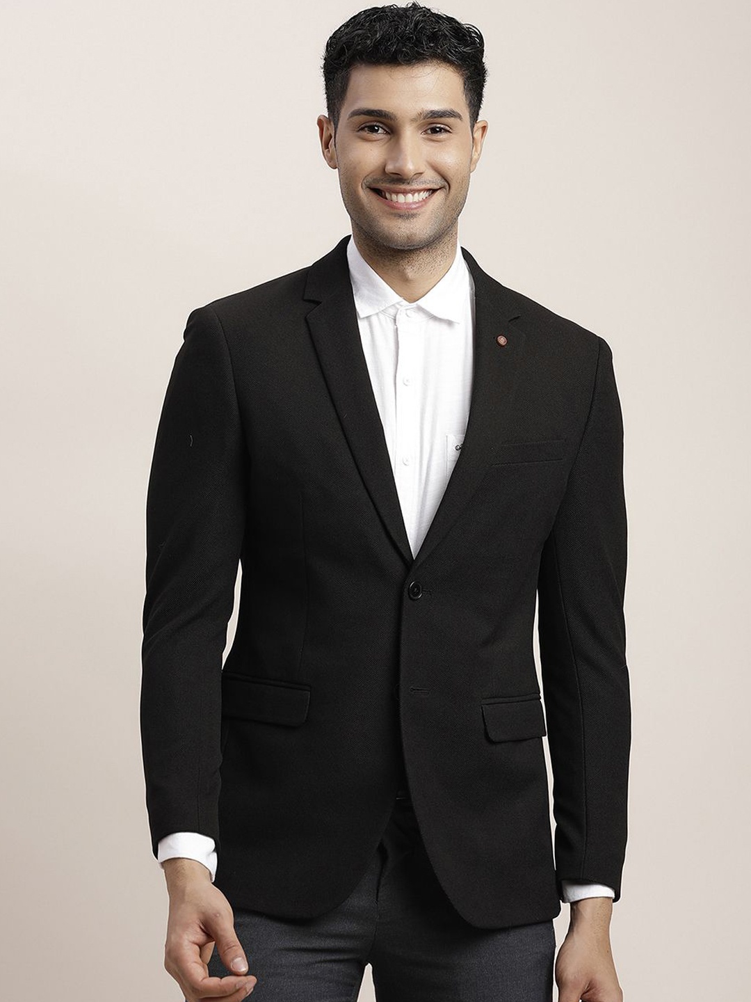 

Turtle Single-Breasted Casual Blazer, Black