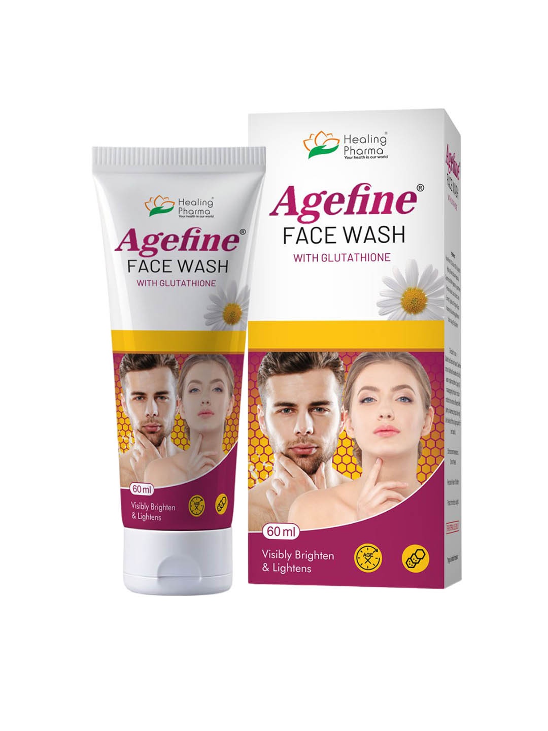 

Healing Pharma Set Of 2 Agefine Face Wash With L Glutathione- 60ml Each, White