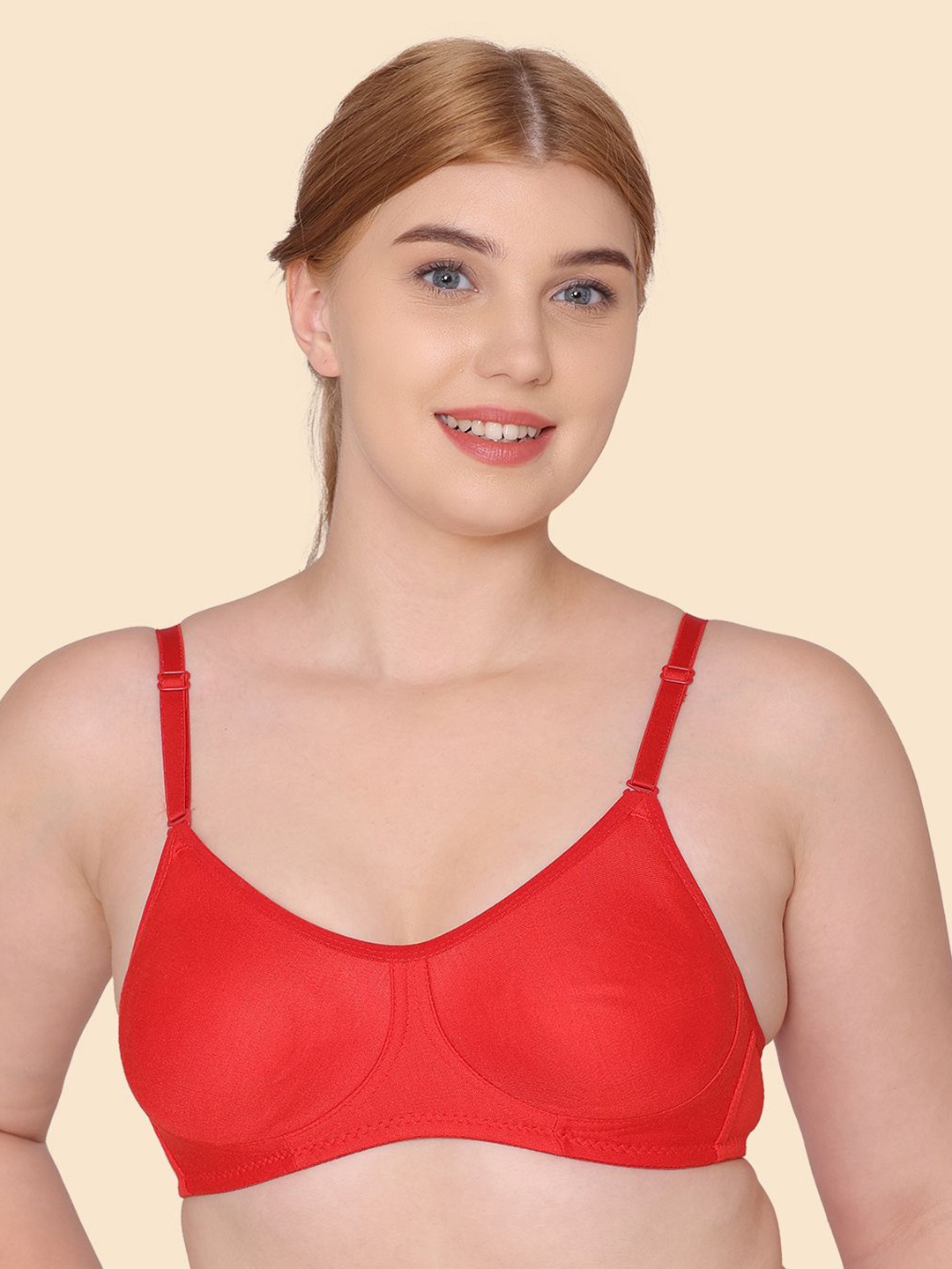 

Joomie Full Coverage Solid Everyday Bra, Red