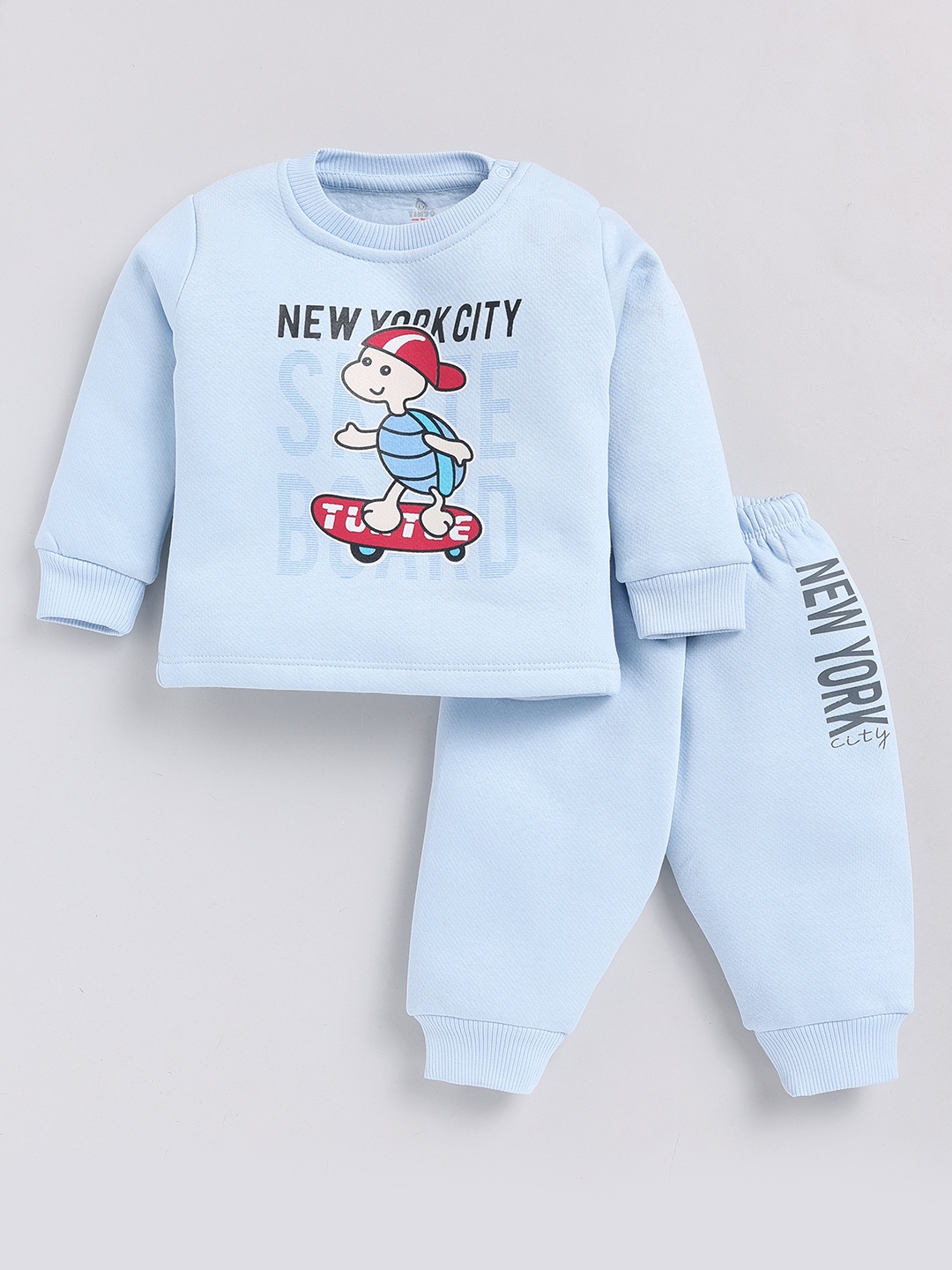 

YK X Tinyo Infant Boys Pure Cotton Printed T-shirt & Joggers, Blue