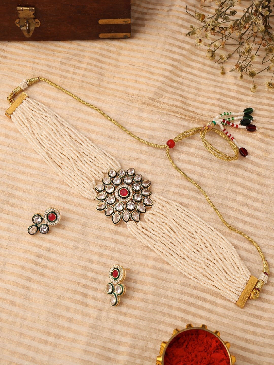 

VENI 18K Gold-Plated Kundan -Studded & Beaded Jewellery Set