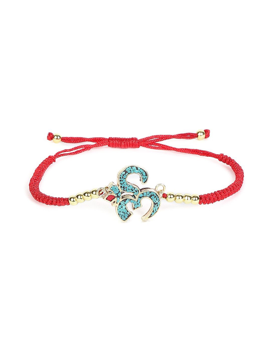 

EL REGALO Unisex Om Charm Bracelet, Red