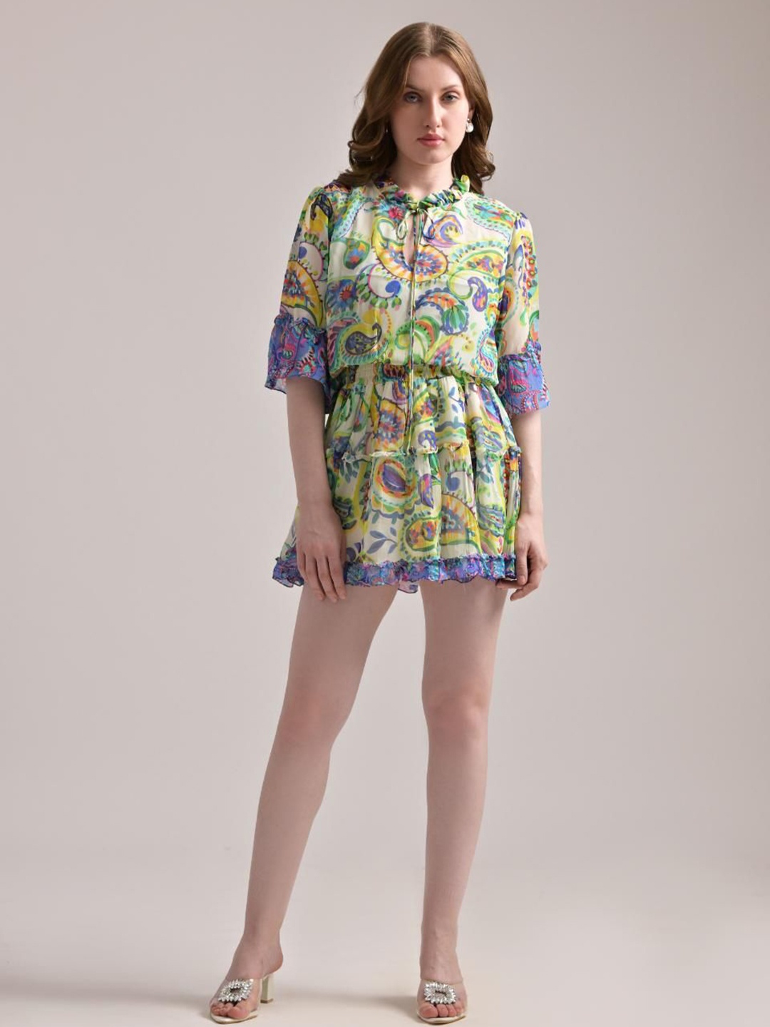 

The Samoa Women Floral Printed Fit & Flare Dress, Green