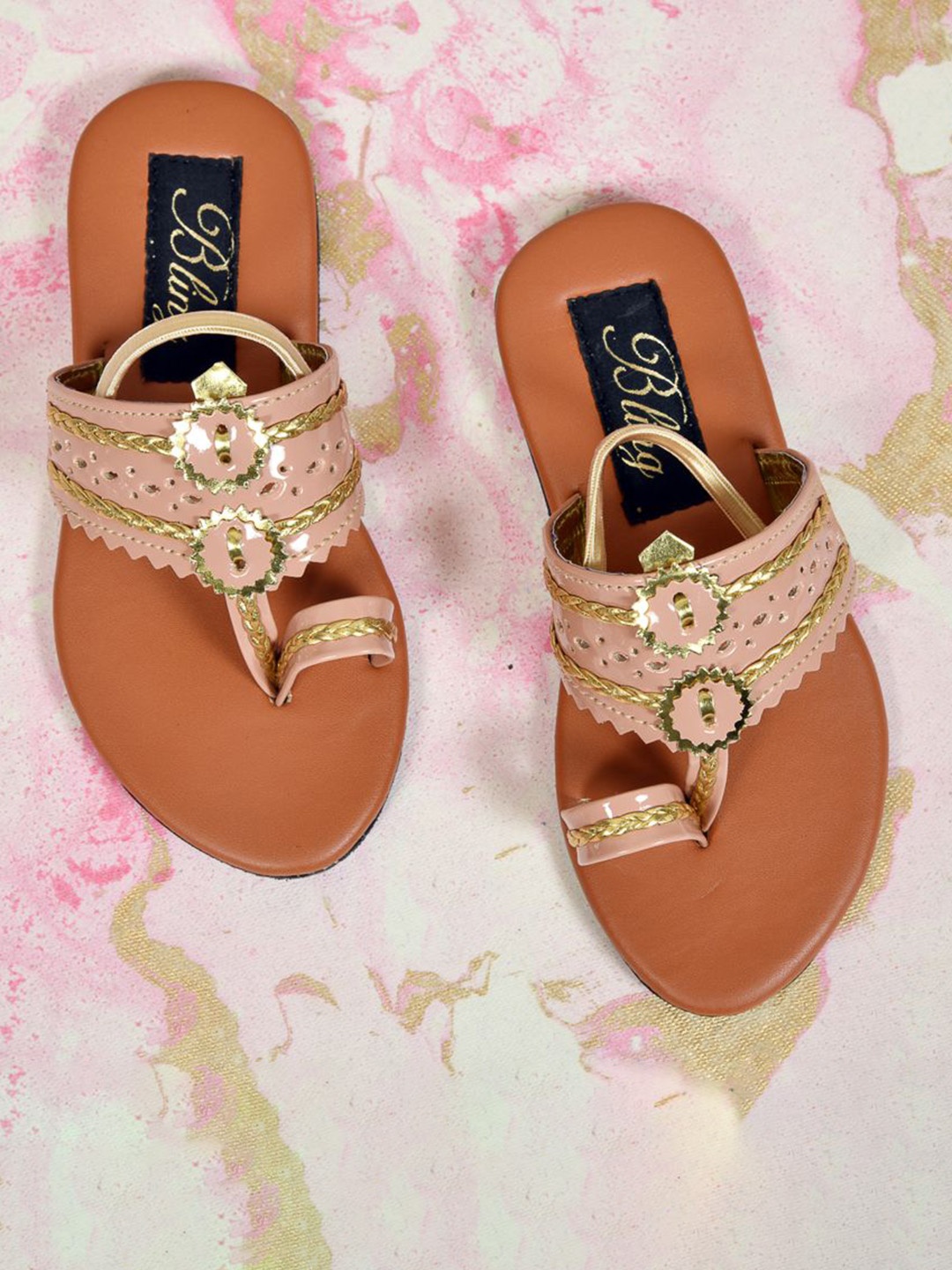 

Bling footwears Girls Ethnic Open Toe Flats, Tan