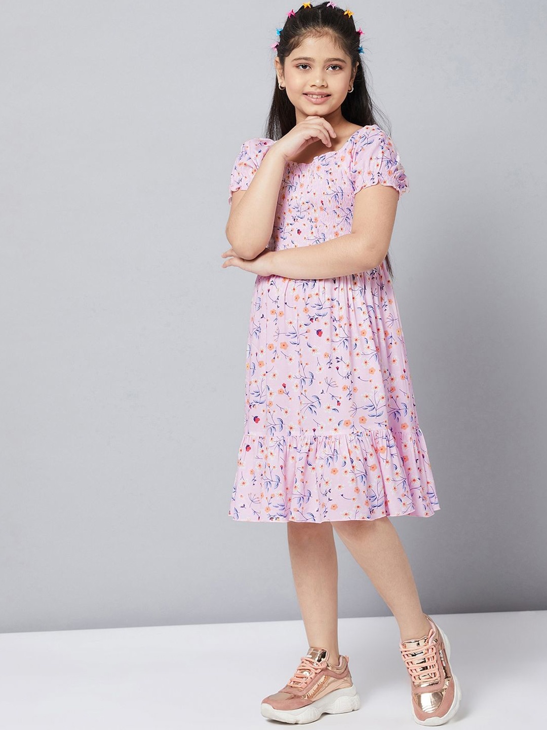 

Stylo Bug Floral Print Fit & Flare Dress, Pink
