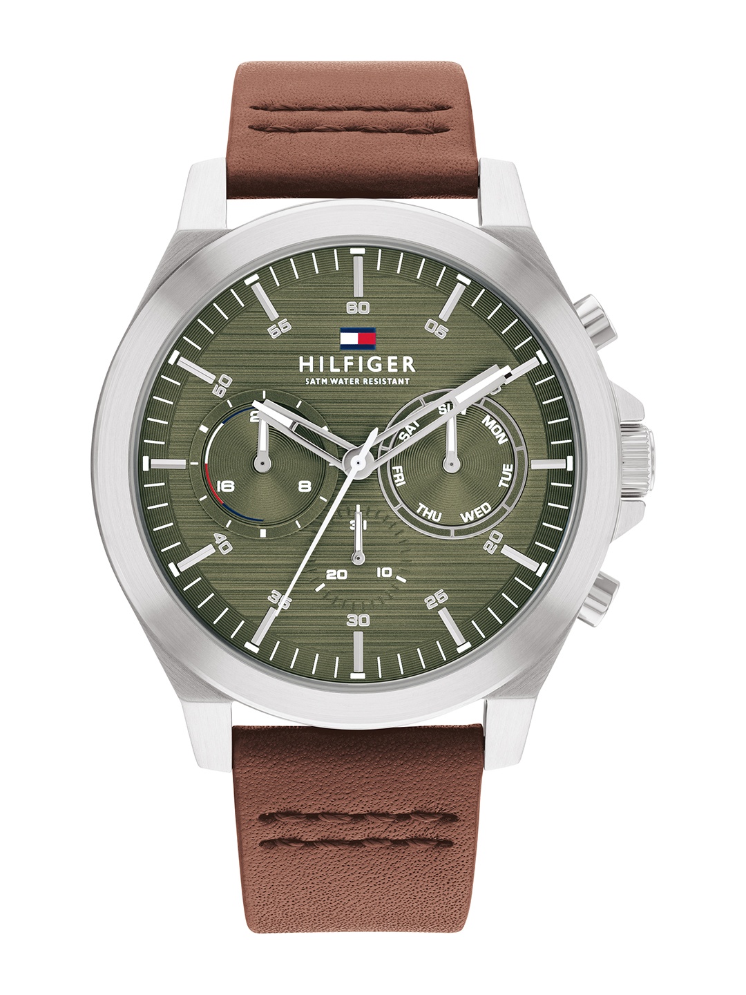 

Tommy Hilfiger Men Patterned Dial & Leather Straps Analogue Watch TH1710522, Olive