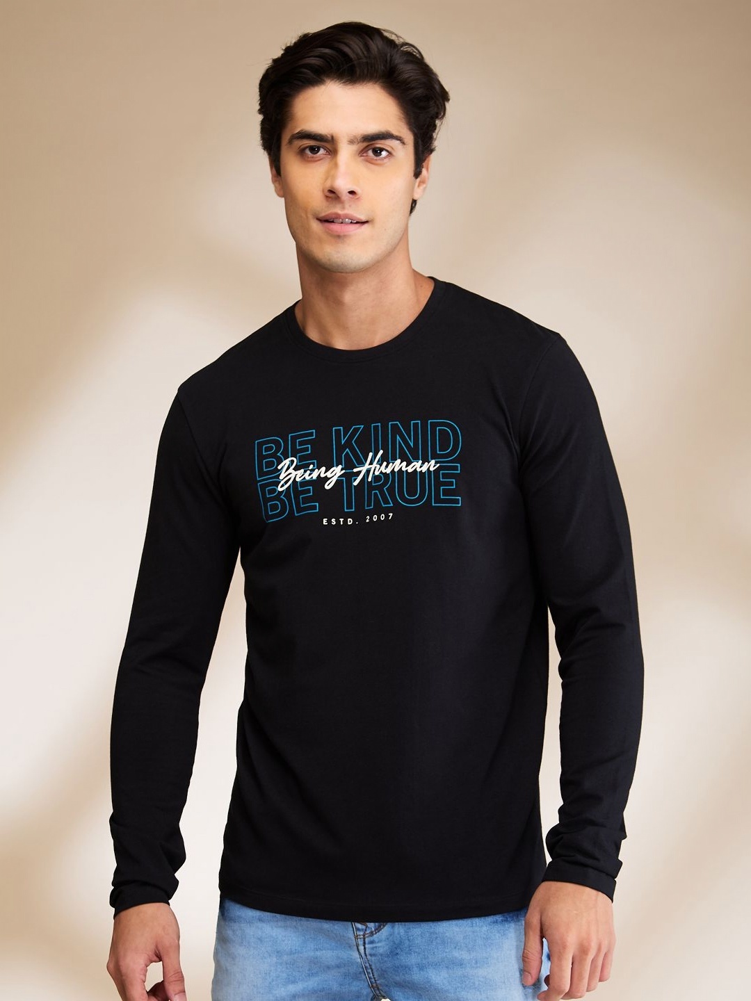 

Being Human Men Typography Printed Round Neck Cotton T-shirt, Black