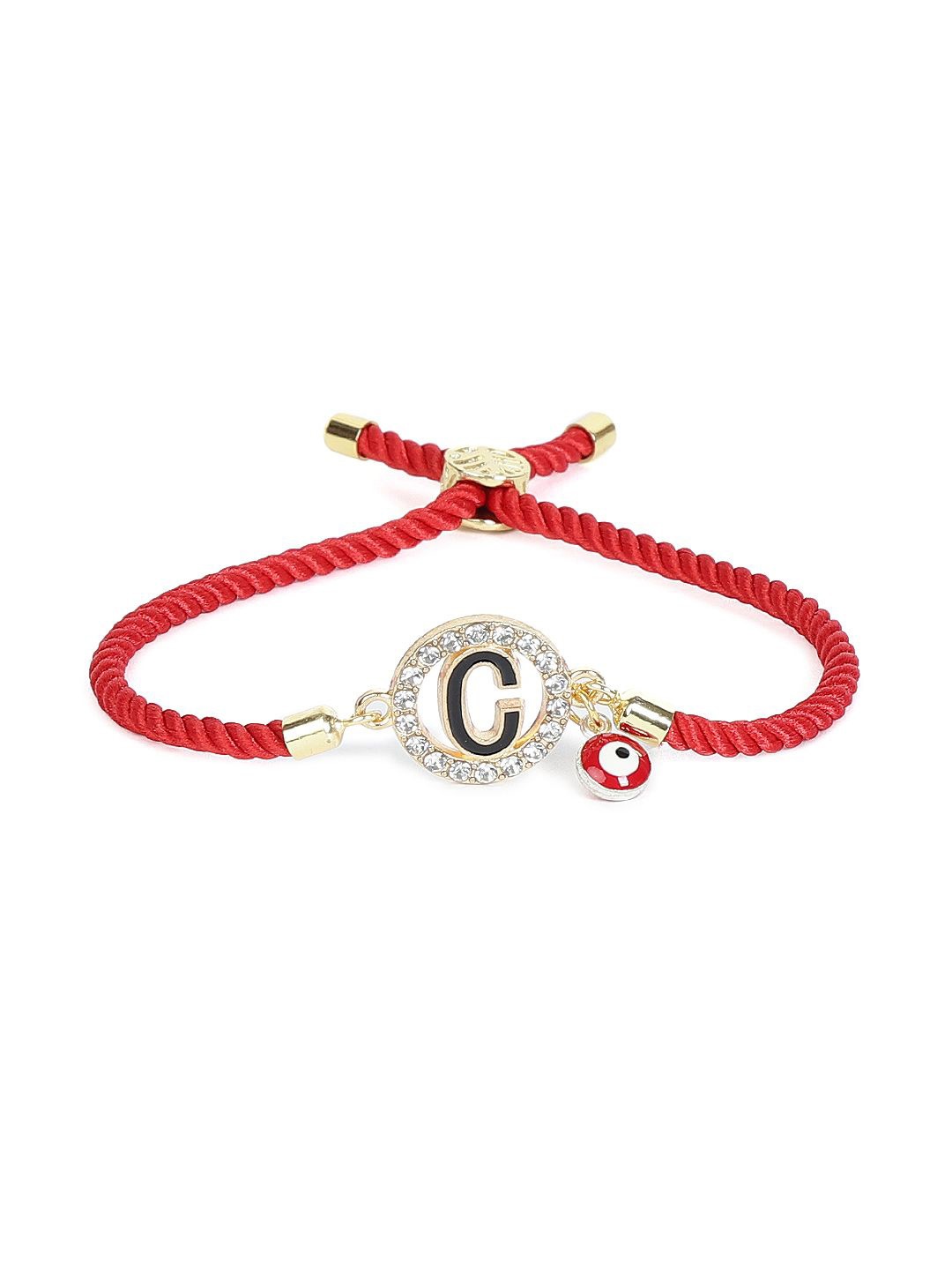 

EL REGALO Stone Studded Charm Bracelet, Red