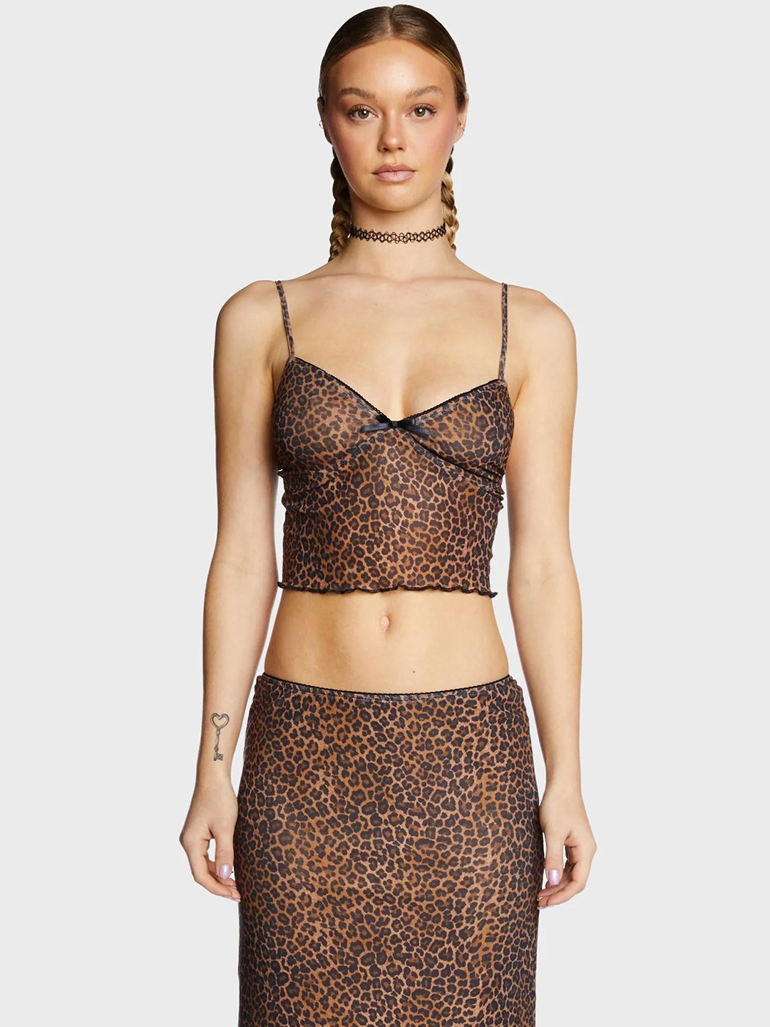 

LULU & SKY Printed Shoulder Straps Top With Skirt, Black