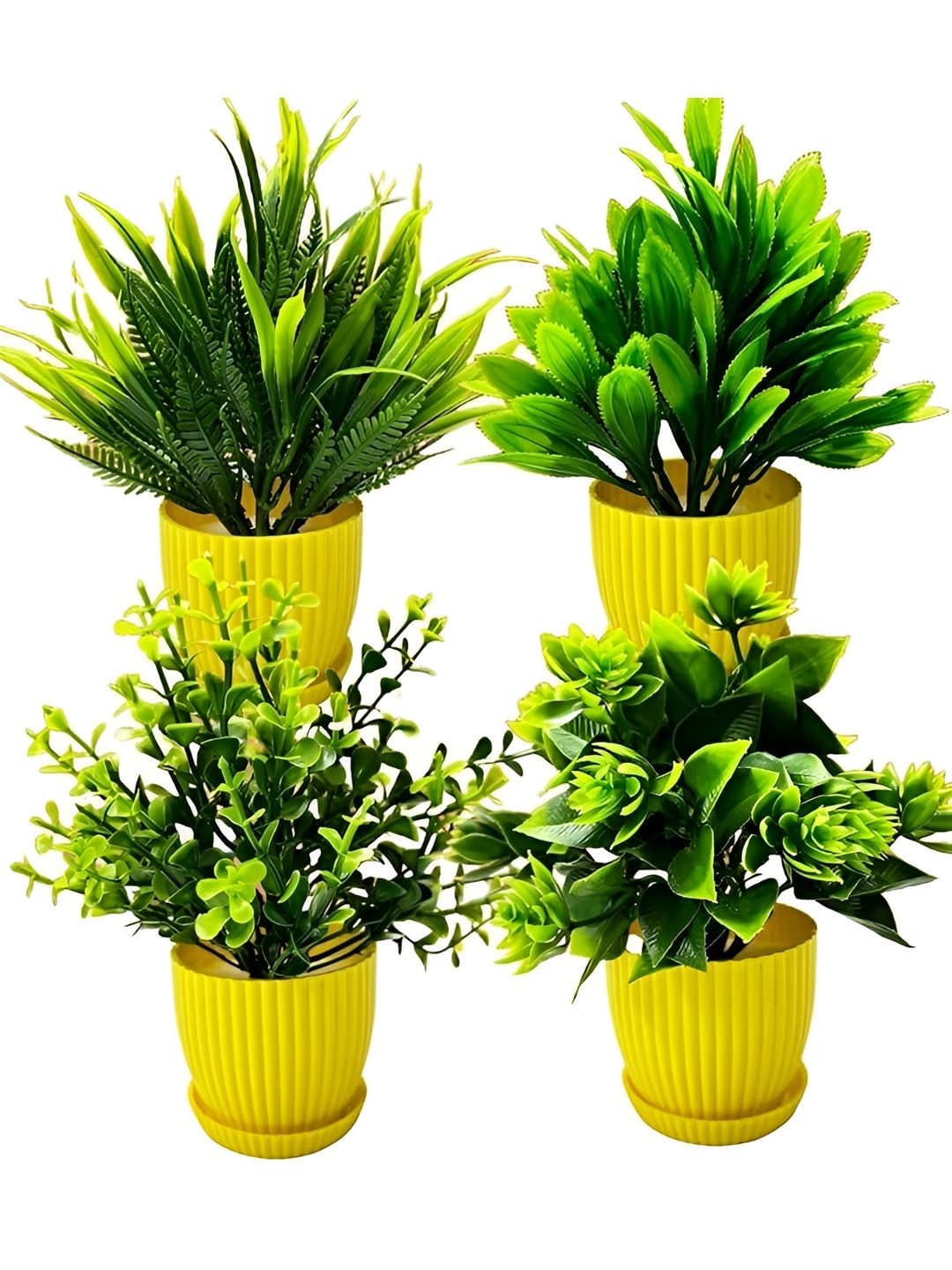 

KAAF Yellow 4 Pieces Artificial Plant With Pot Artificial Flowers and Plants