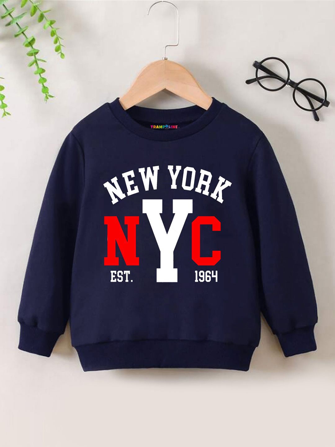 

YK X Trampoline Unisex Kids Printed Sweatshirt, Navy blue