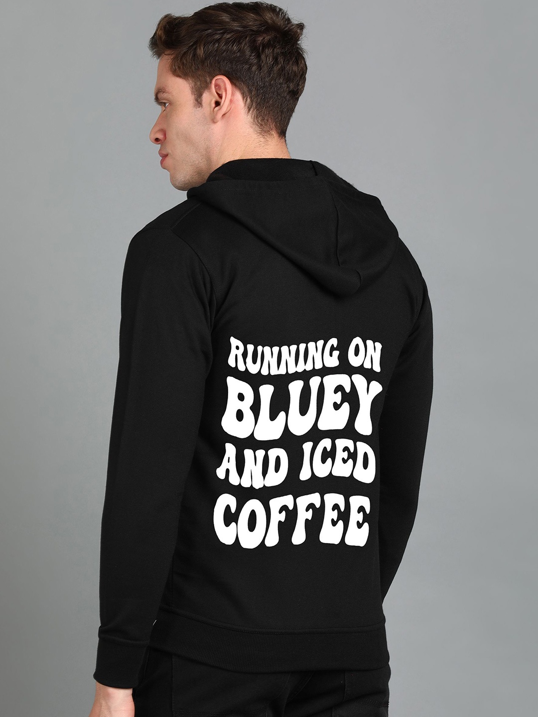 

FALTU.CO Men Graphic Printed Hooded Pure Cotton Sweatshirt, Black