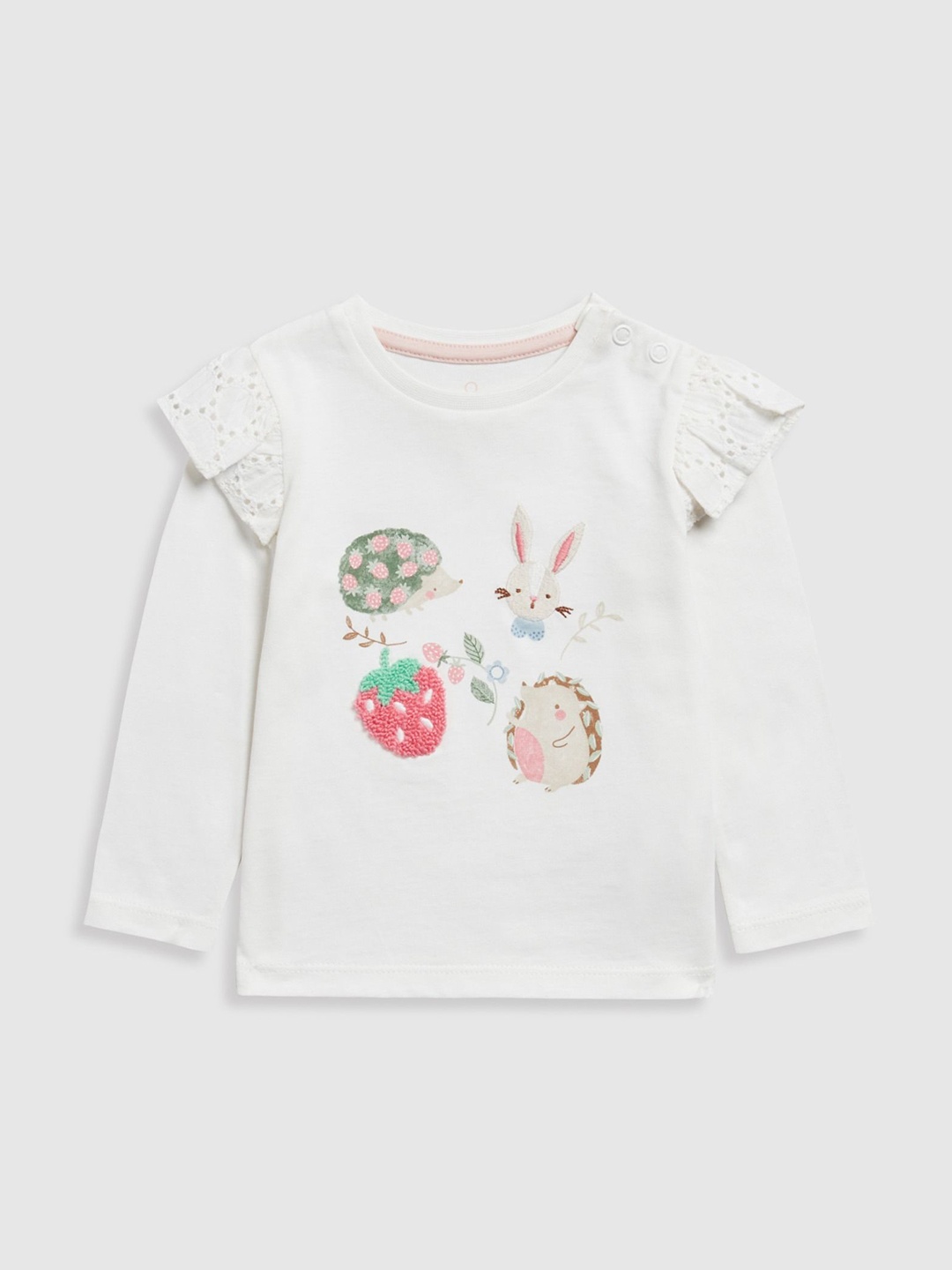 

mothercare Girls Graphic Printed Round Neck Cotton T-shirt, Cream