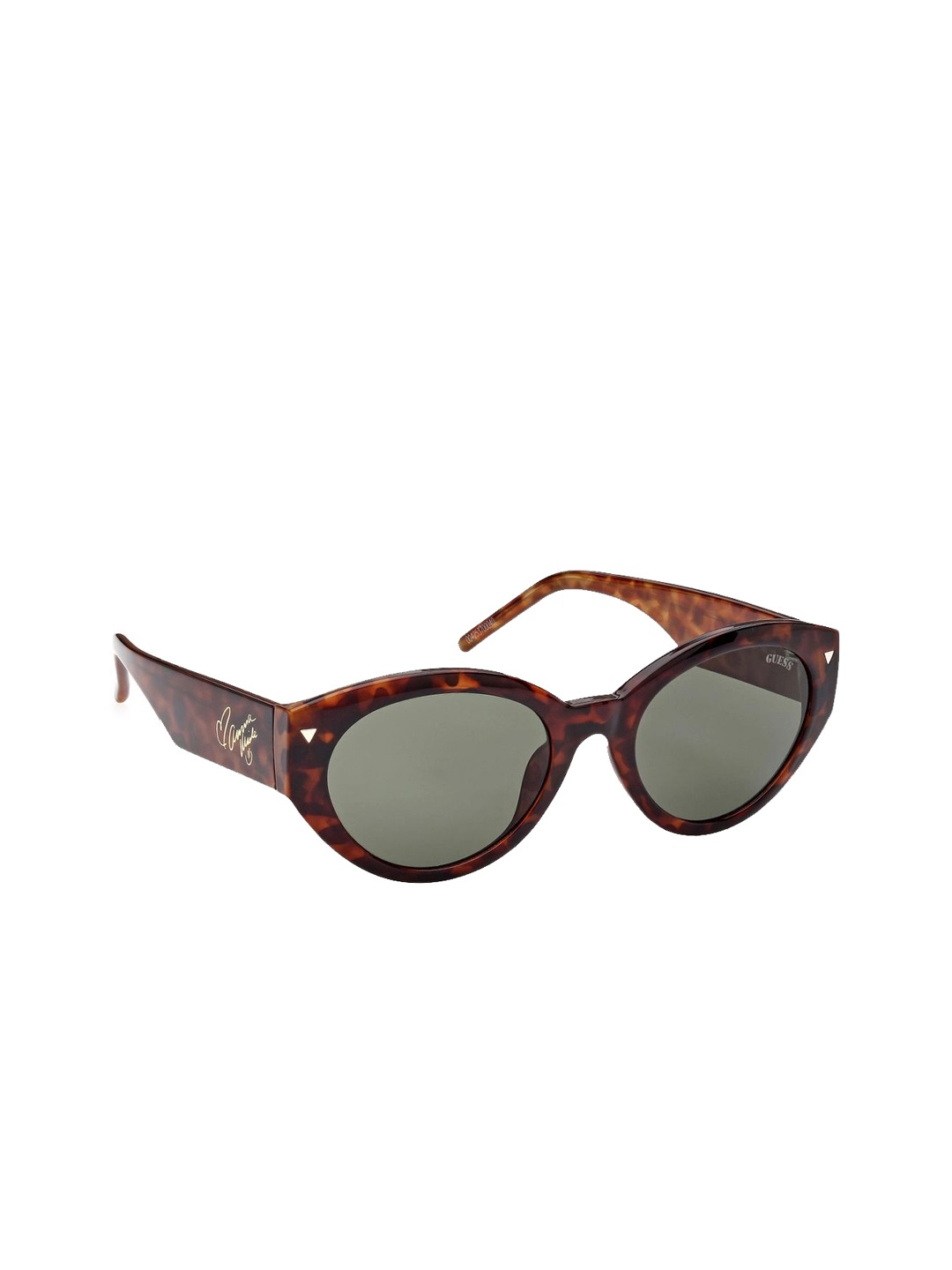 

GUESS Women Oval Sunglasses with UV Protected Lens GUS82495553NSG-Shiny Brown Demi, Green