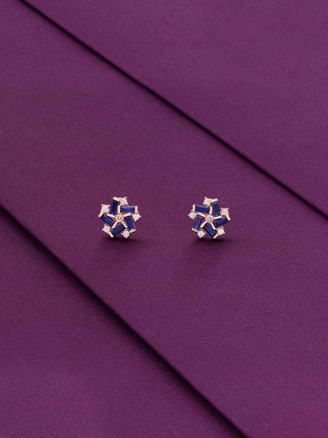 

KAI JEWEL Rose Gold Plated Cubic Zirconia Sterling Silver Contemporary Studs