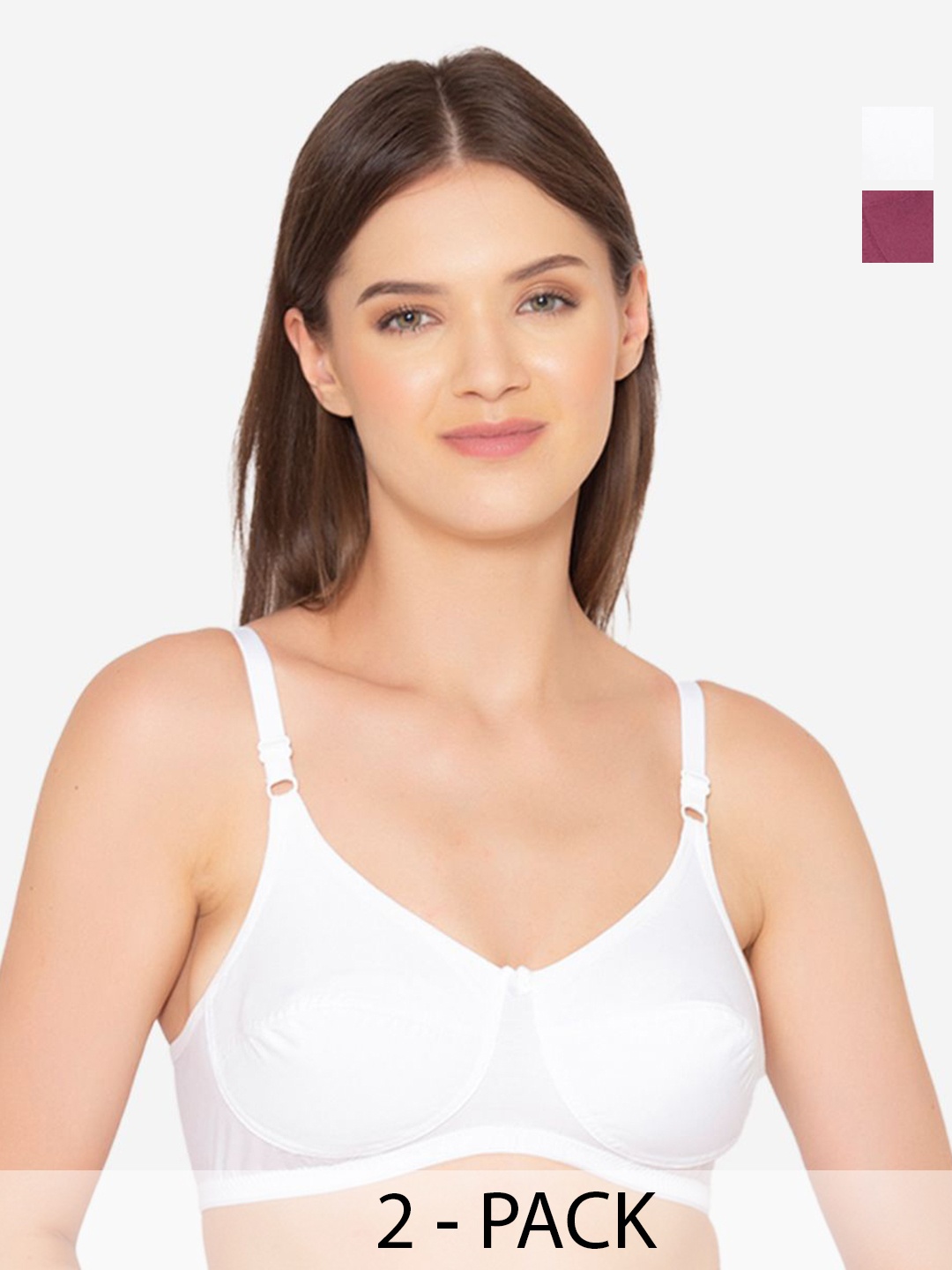 

GROVERSONS Paris Beauty Pack of 2 Women Solid Full Coverage Non-Padded Bra, Purple