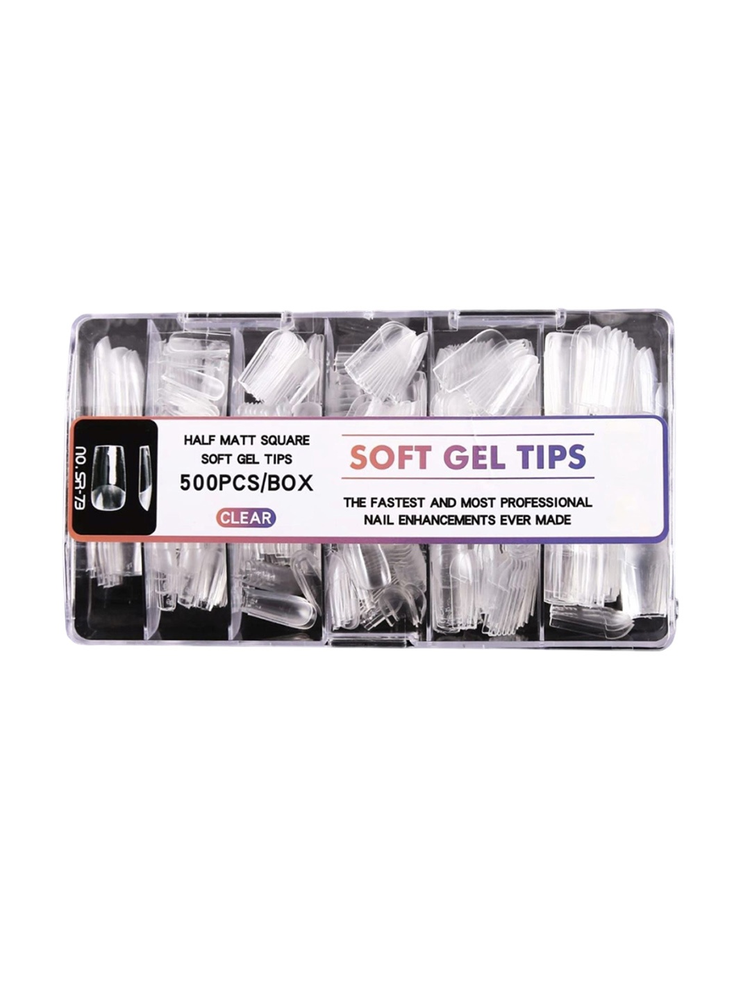 

RANORE Set Of 500 Half Matte Square Press On Artificial Nails - Transparent