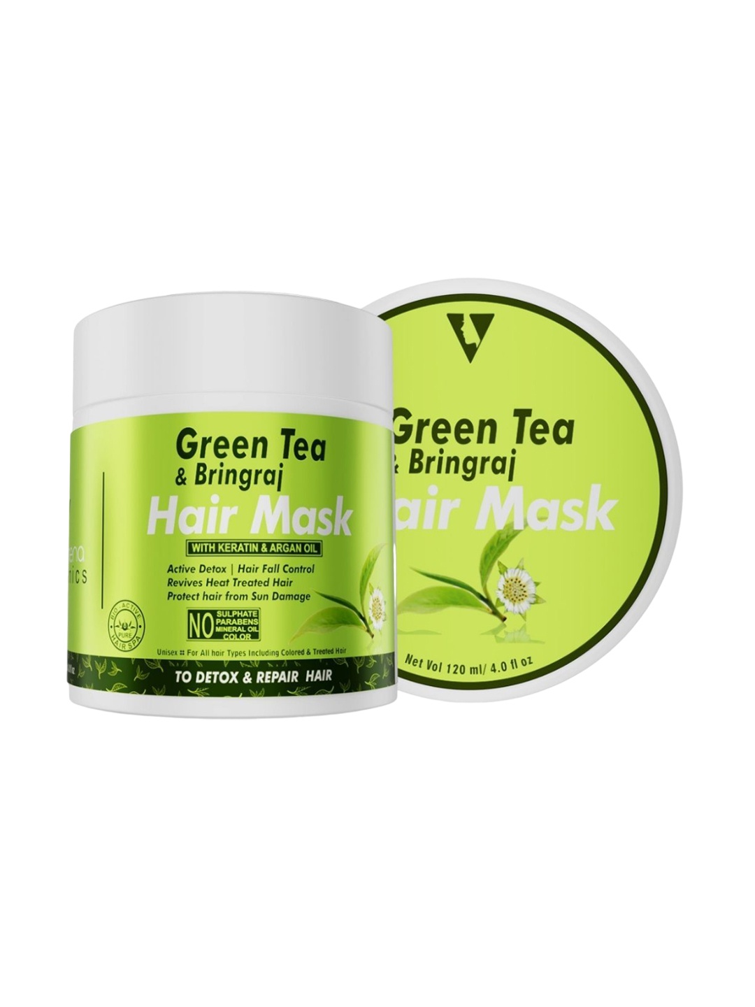 

Volamena Green Tea & Bhringraj Hair Mask To Detox & Repair 120 ml, Off white