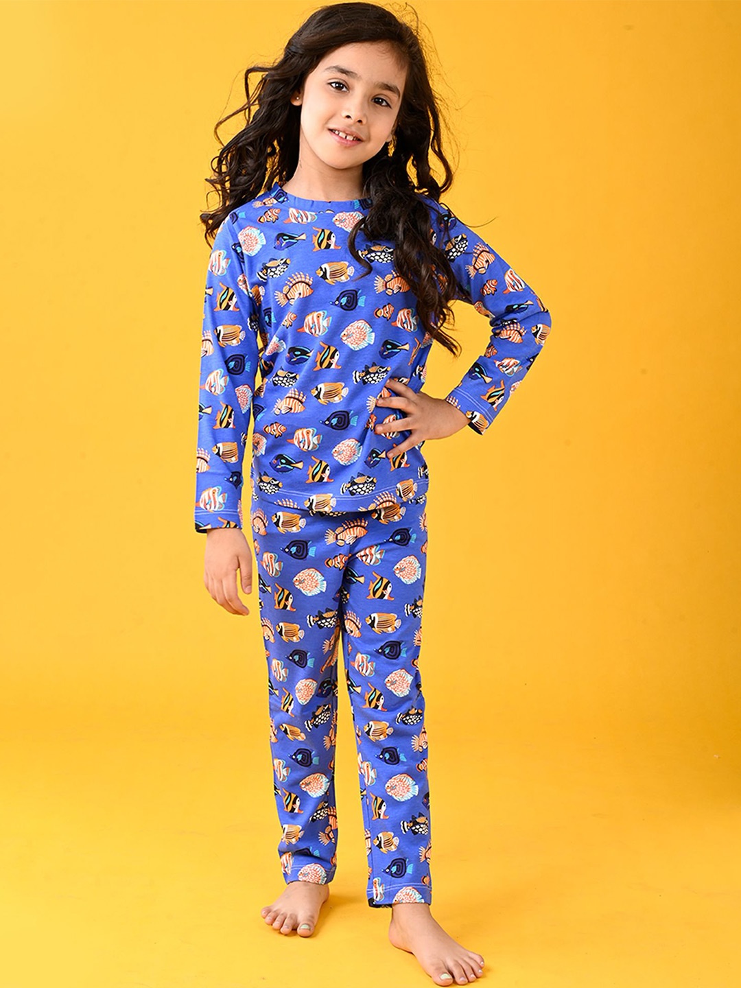 

Anthrilo Girls Printed Night suit, Blue