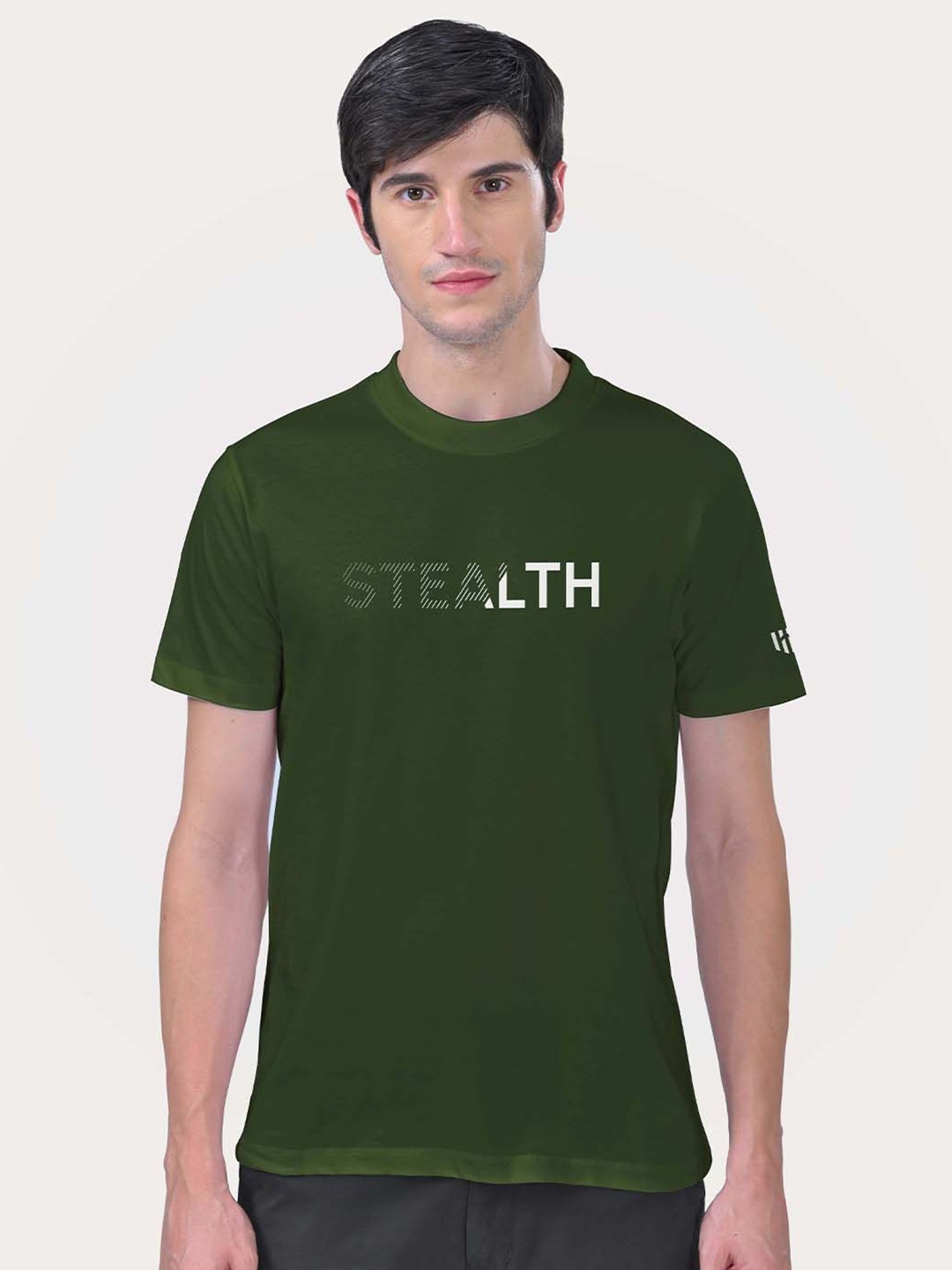 

Aero Armour Unisex Typography Printed Round Neck Cotton T-shirt, Olive