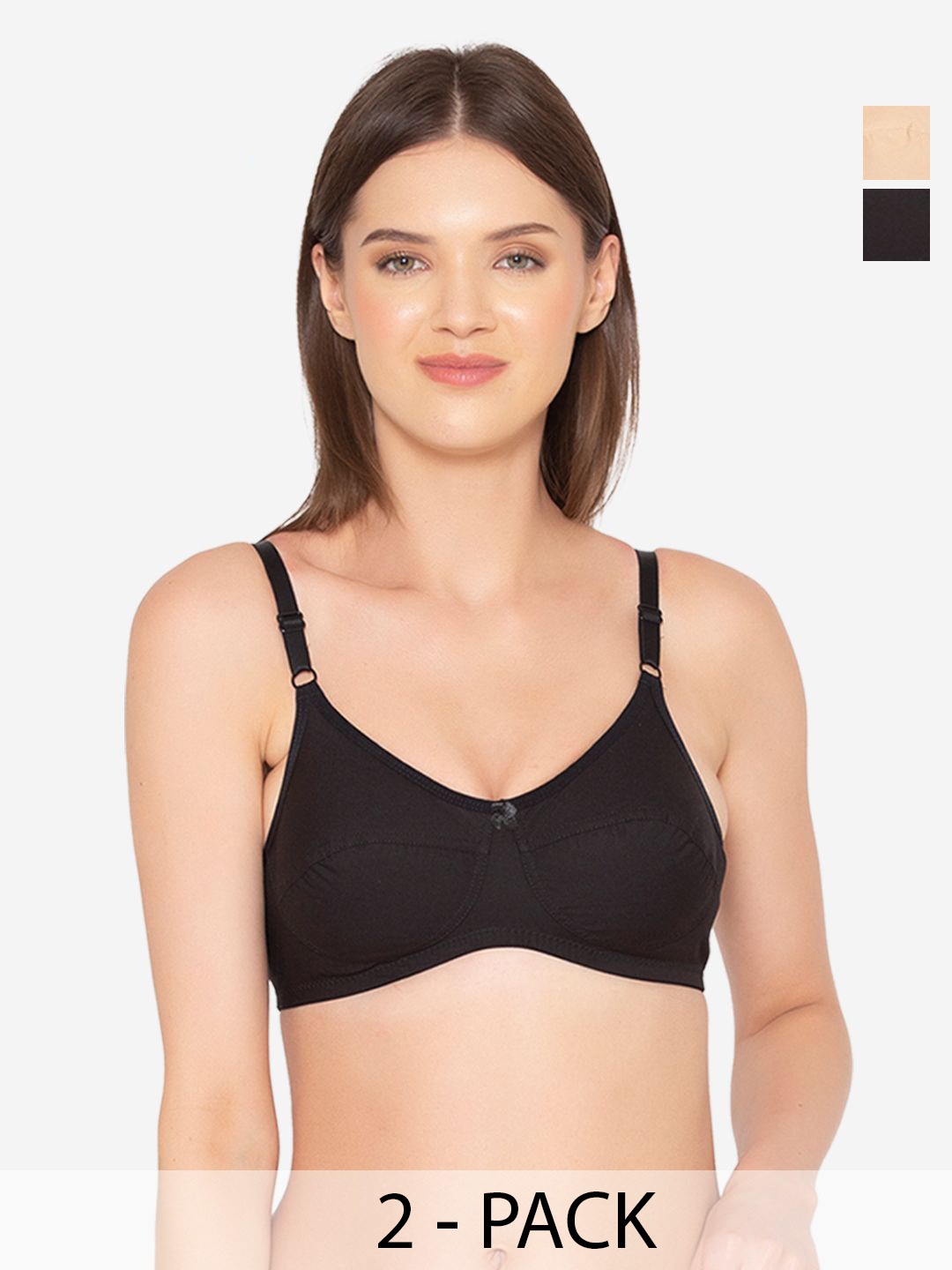 

GROVERSONS Paris Beauty Pack of 2 Women Full Coverage Non-Padded Bra, Beige