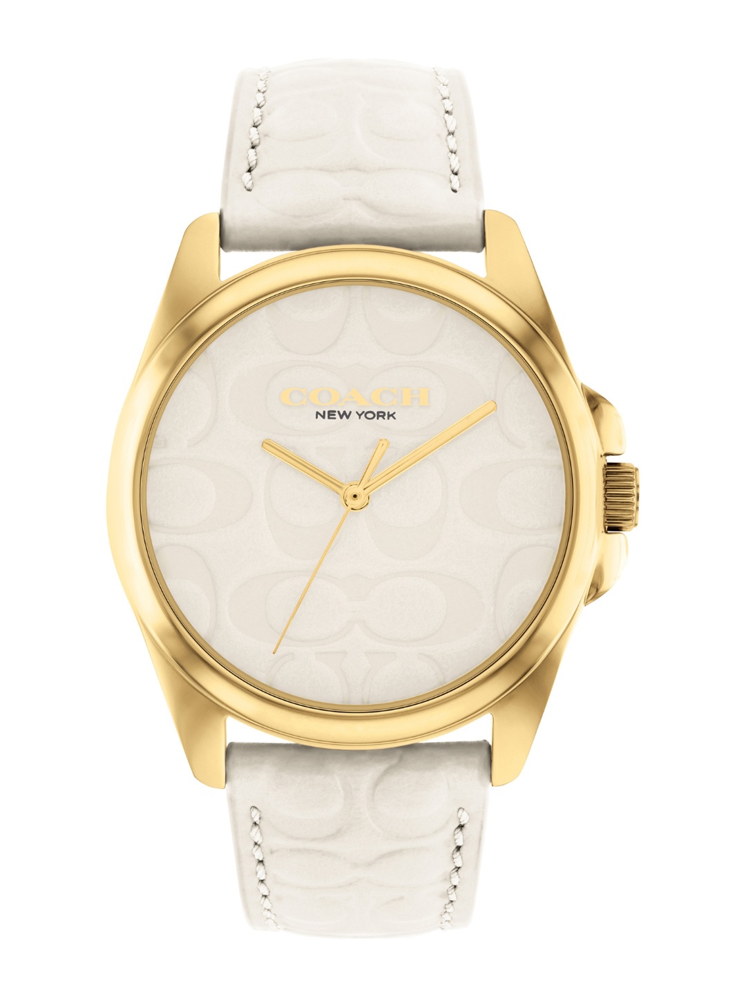 

Coach Women Greyson Dial & Leather Textured Straps Analogue Watch 14504141, Off white