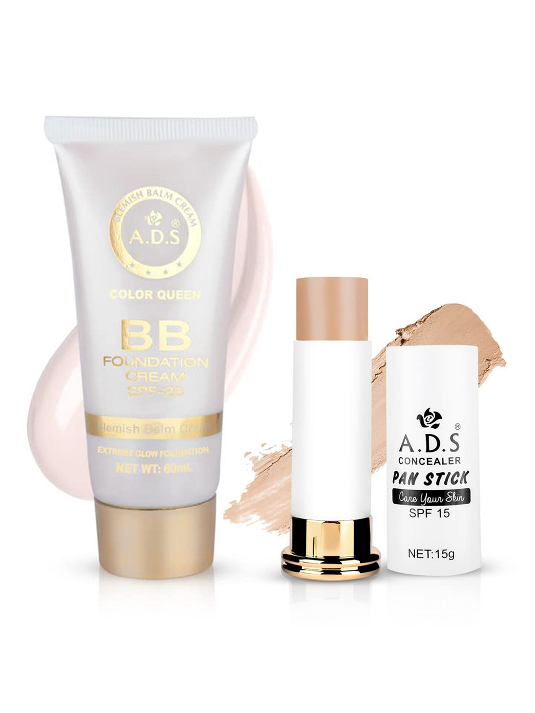 

A.D.S Set Of 2 Makeup Combo BB Foundation Cream & Concealer, Nude