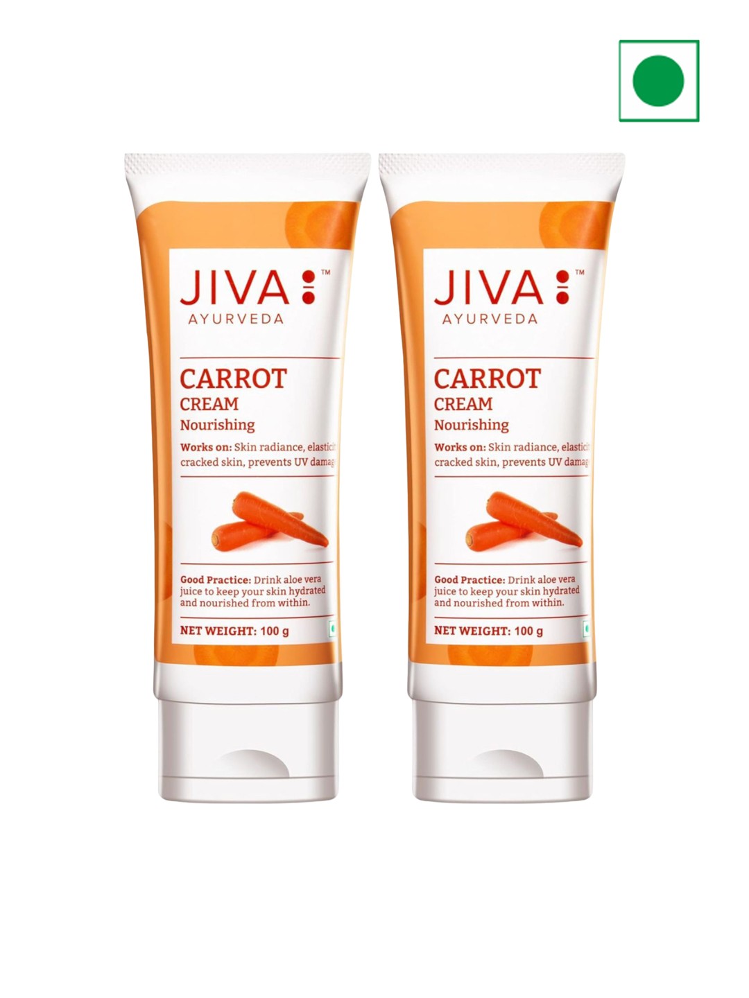 

Jiva Set Of 2 Ayurveda Nourishing Carrot Cream - 100g Each, White