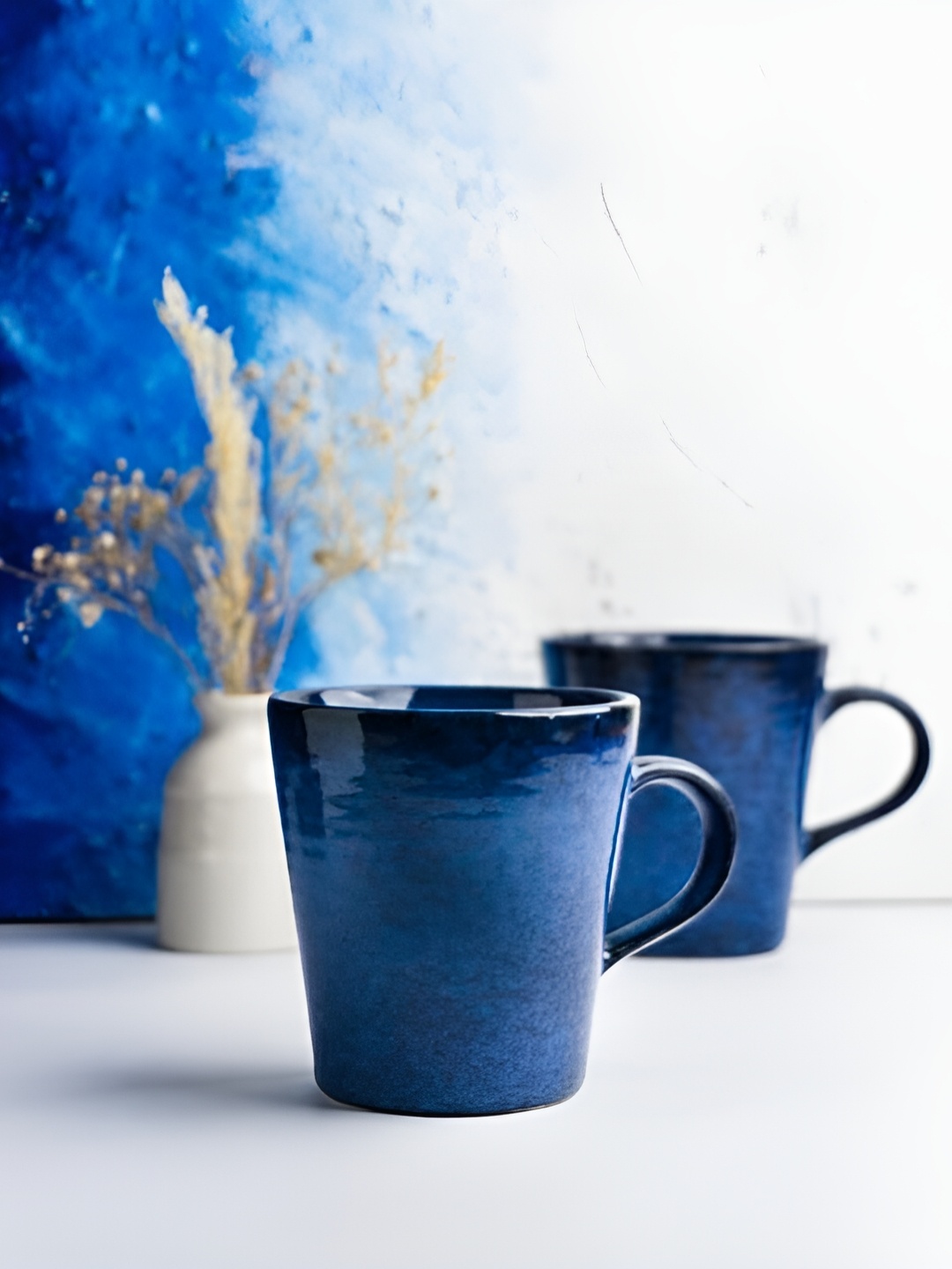 

AMALAFIEE CERAMICS Blue 2 Pieces Printed Ceramic Glossy Mugs