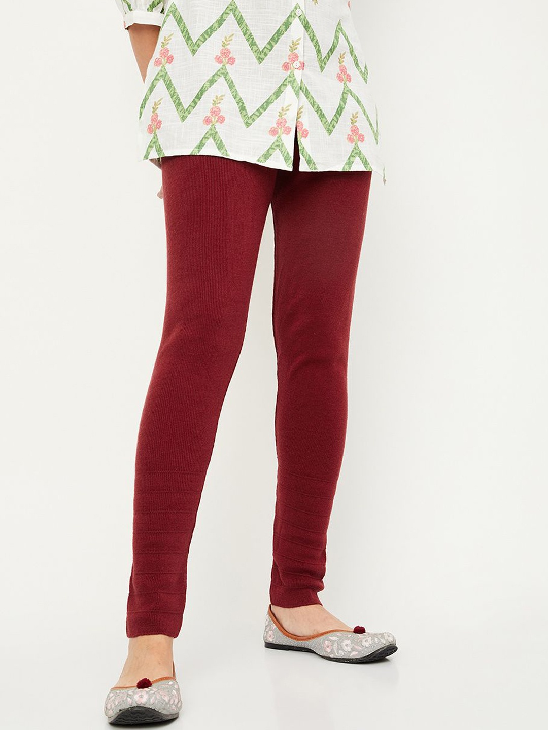 

max Mid-Rise Ankle-Length Leggings, Red