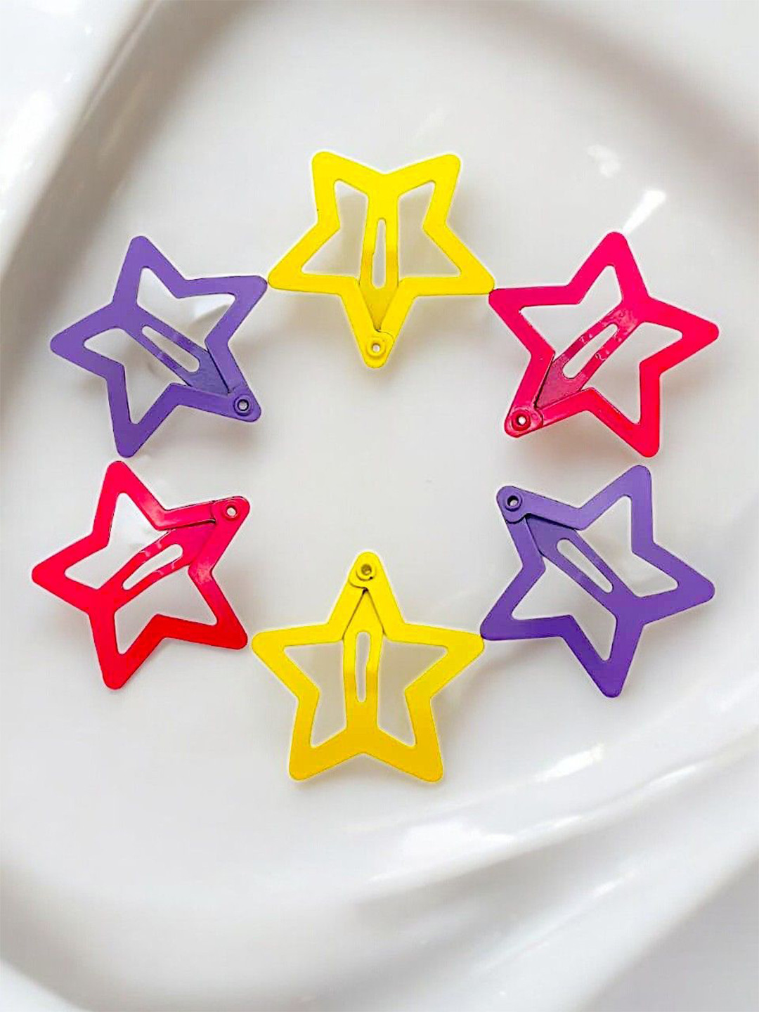 

9blings Girls Set of 6 Star Tic Tac Hair Clips, Yellow