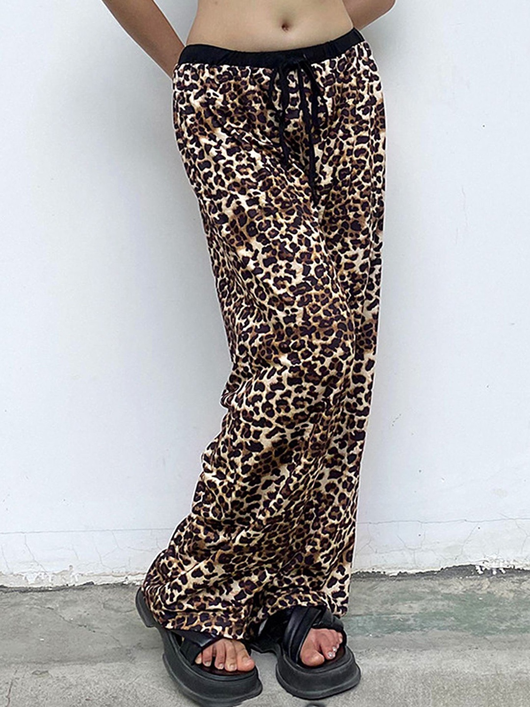

LULU & SKY Women Animal Printed Straight Fit Trousers, Brown