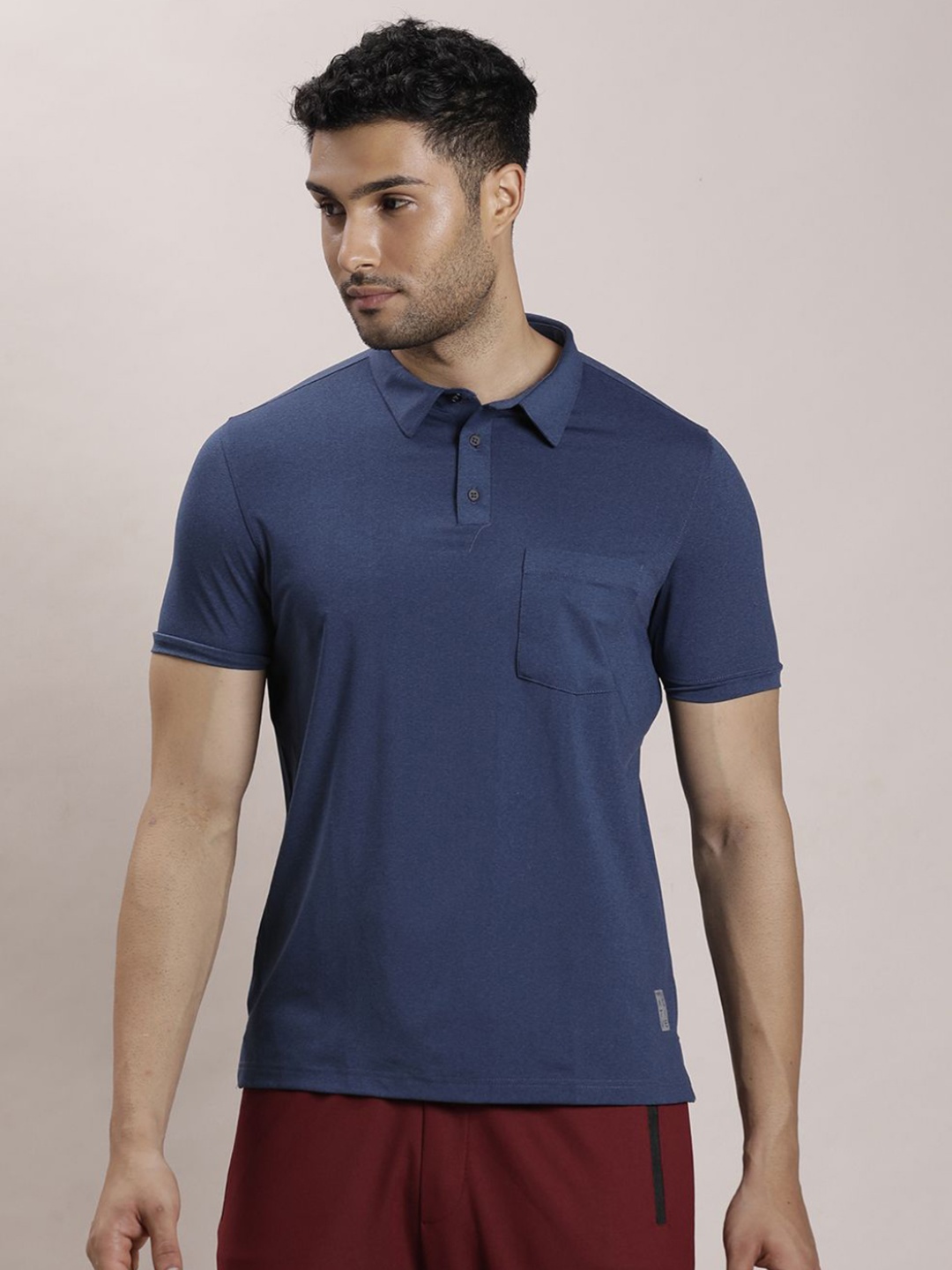 

Turtle Men Solid Polo Collar Pockets Slim Fit T-shirt, Teal