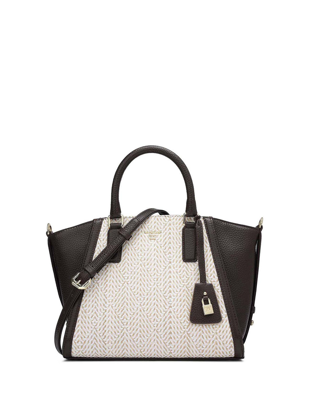 

Da Milano Women Textured Leather Structured Handheld Bag, Brown