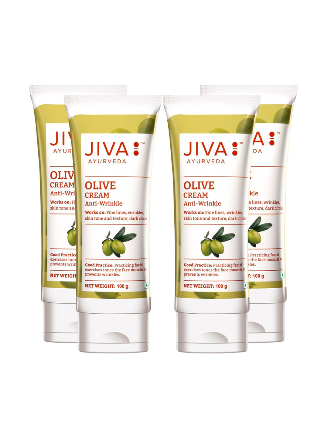 

Jiva Set Of 4 Anti-Wrinkle Olive Cream - 100g Each, White