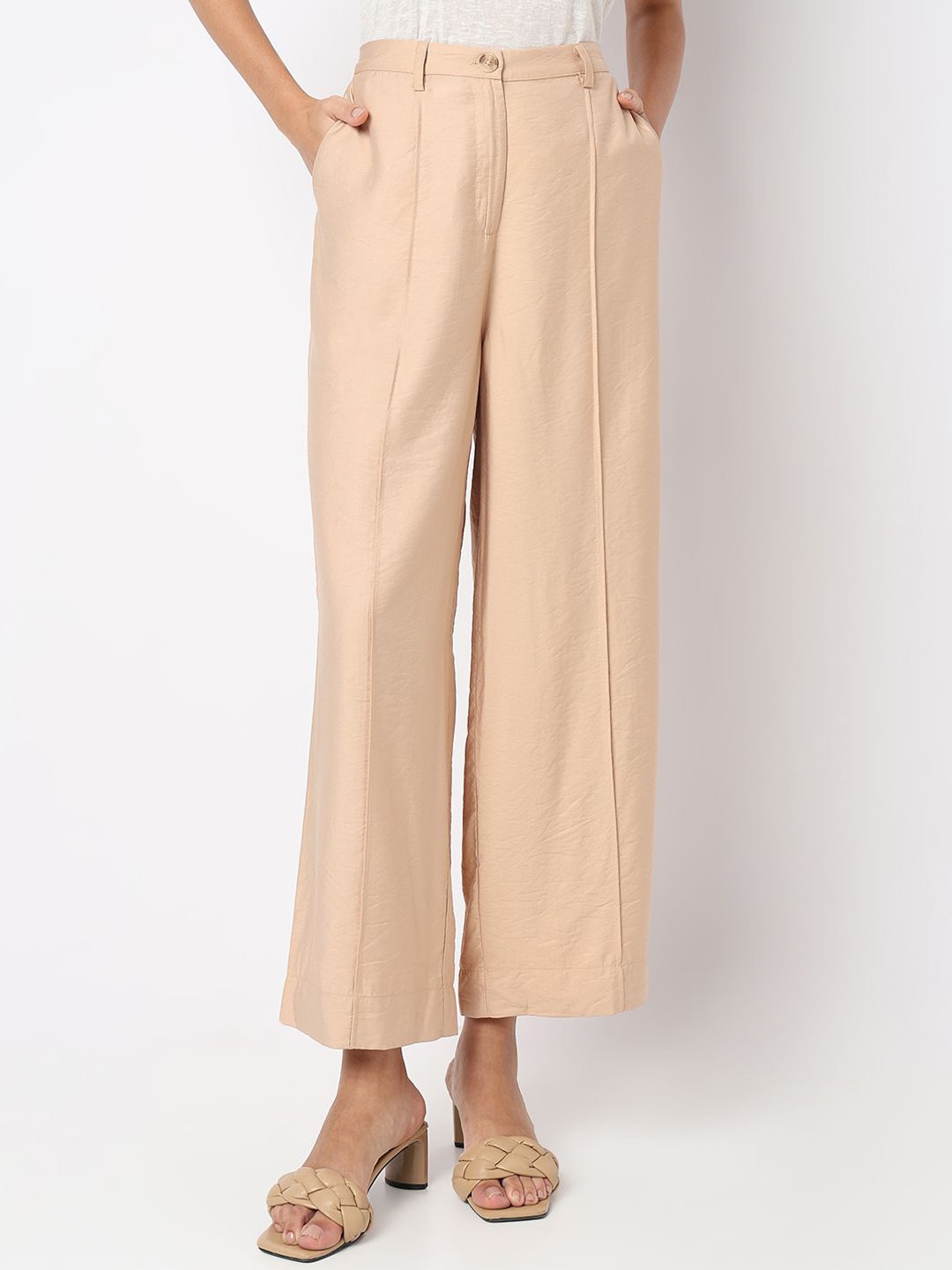 

Vero Moda Women Straight Fit High-Rise Culottes Trousers, Beige