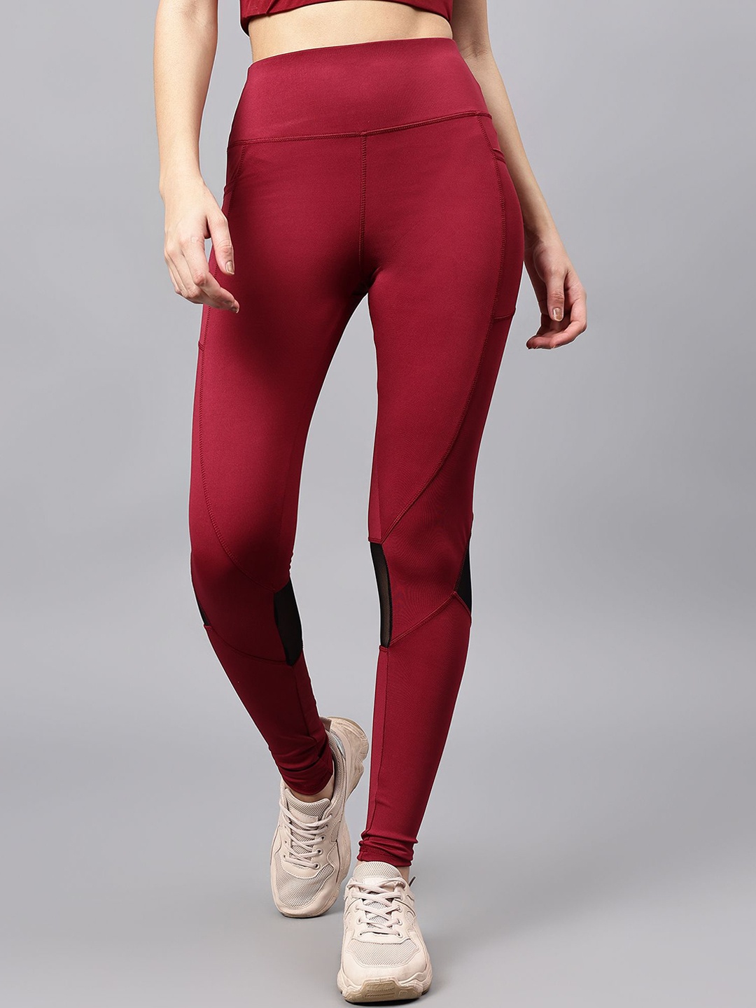 

COSVOS Slim-Fit Ankle-Length Gym Tights, Maroon