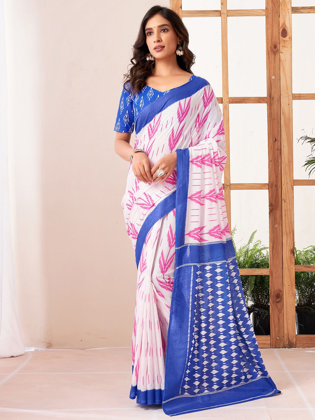 

all about you Batik Pure Cotton Saree, White