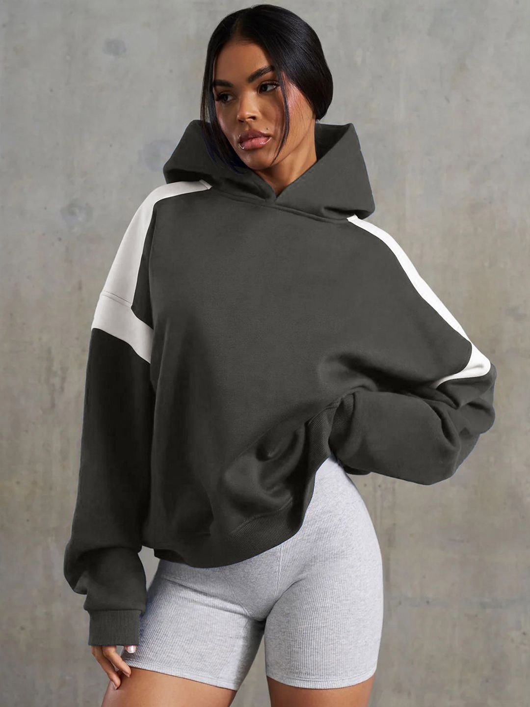 

JC Mode Women Solid Hooded Sweatshirt, Grey