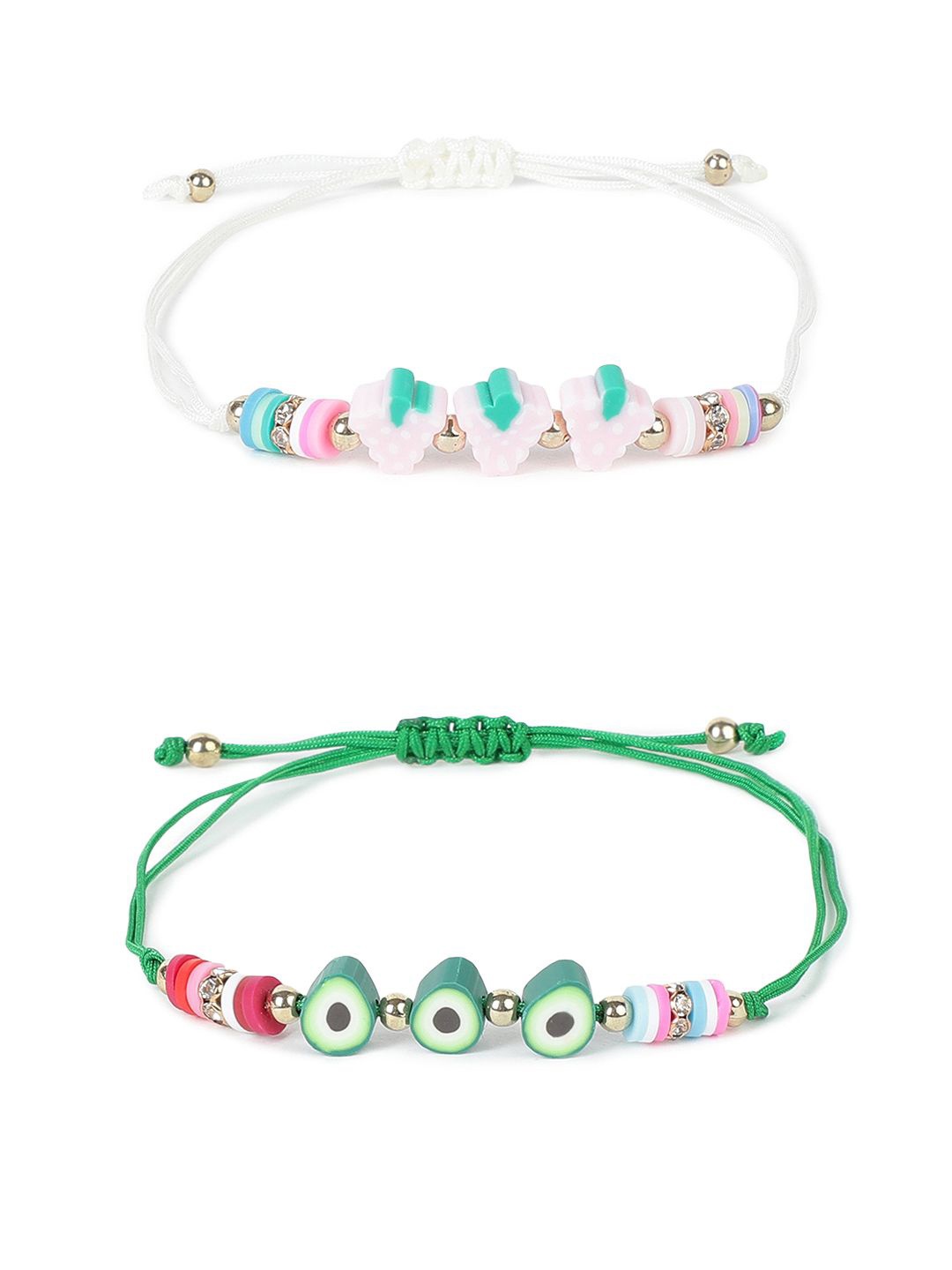 

EL REGALO Kids Set Of 2 Charm Bracelets, Green