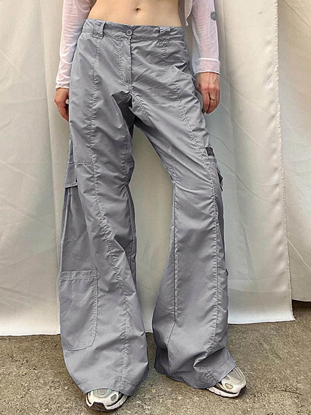 

LULU & SKY Women Loose Fit Cargos Trousers, Grey