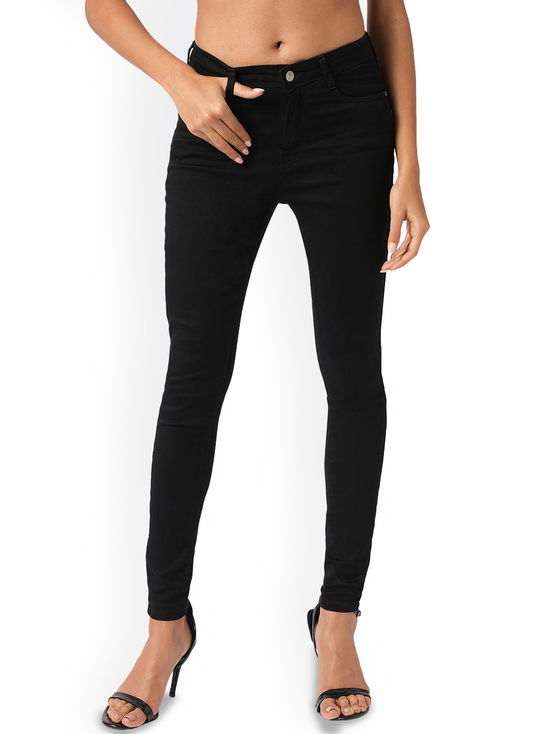 

Kraus Jeans Women Skinny Fit High-Rise Stretchable Jeans, Black