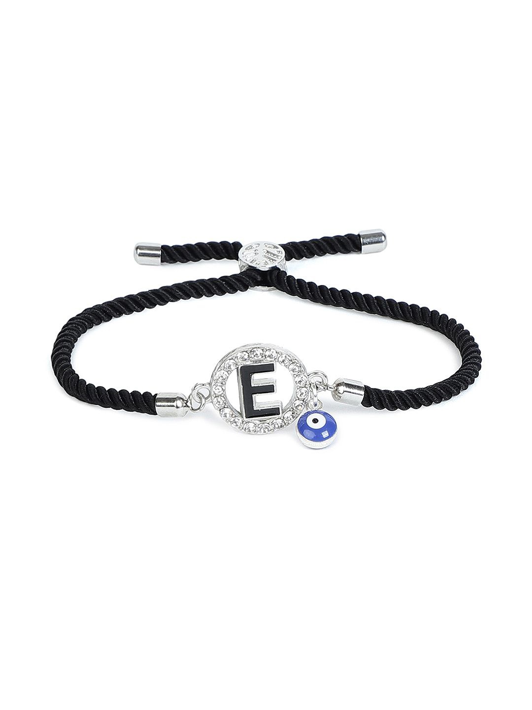 

EL REGALO Unisex Stone Studded Charm Bracelet, Black