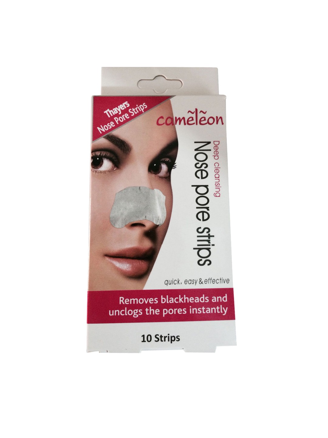 

Cameleon Deep Cleansing Nose Pore Blackhead Removal Strips-Witch Hazel-10 Strips, Red