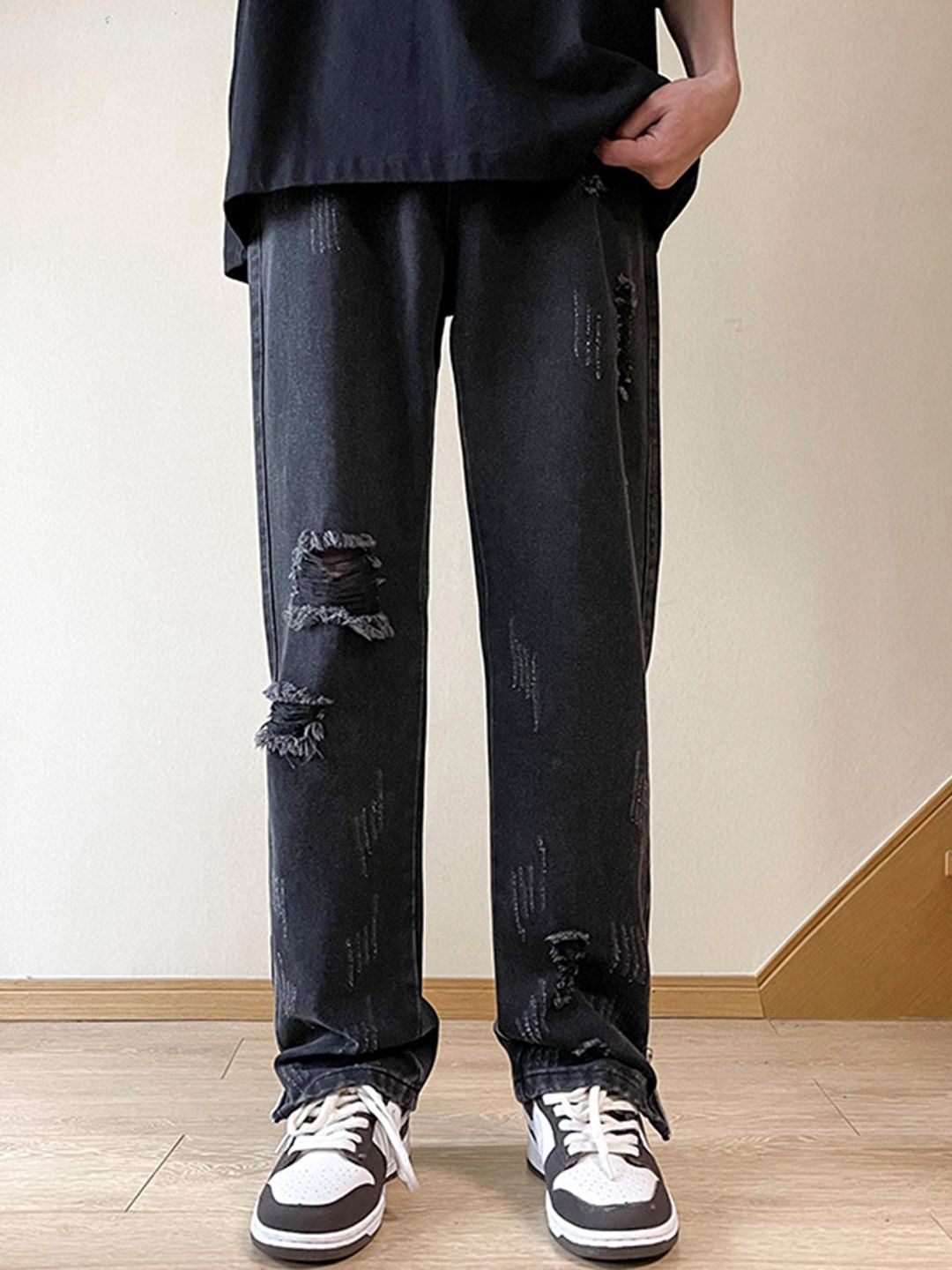 

StyleCast Men Highly Distressed Light Fade Jeans, Black