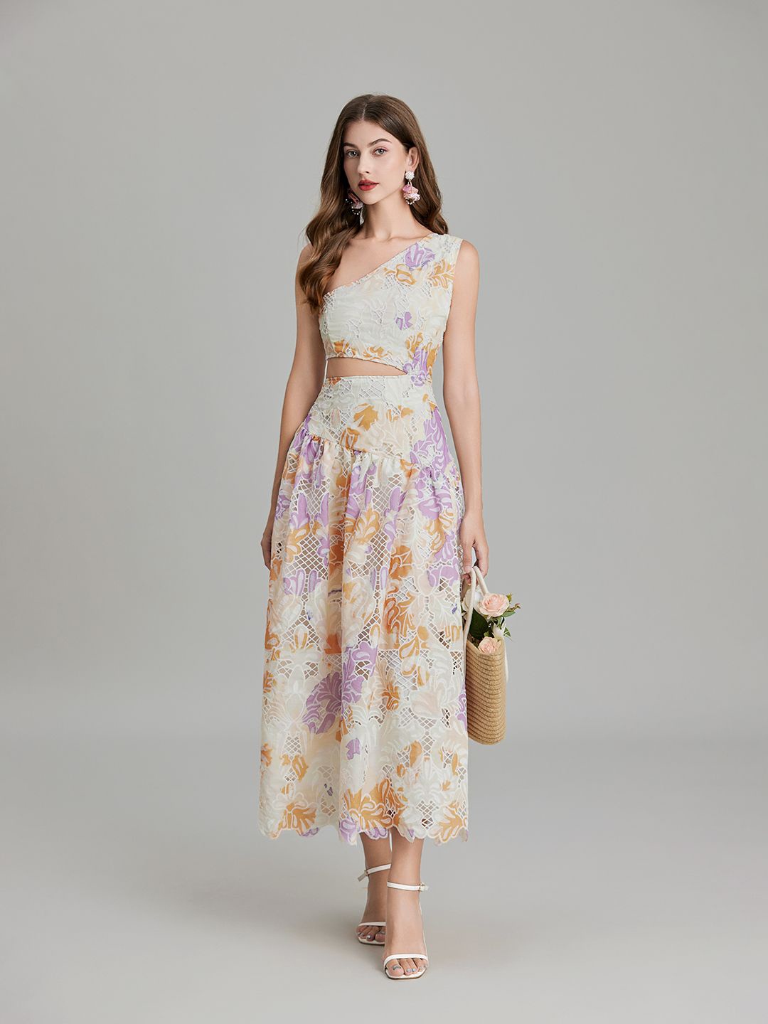

JC Collection Women Floral Printed One Shoulder Sleeveless Maxi Dress, Yellow