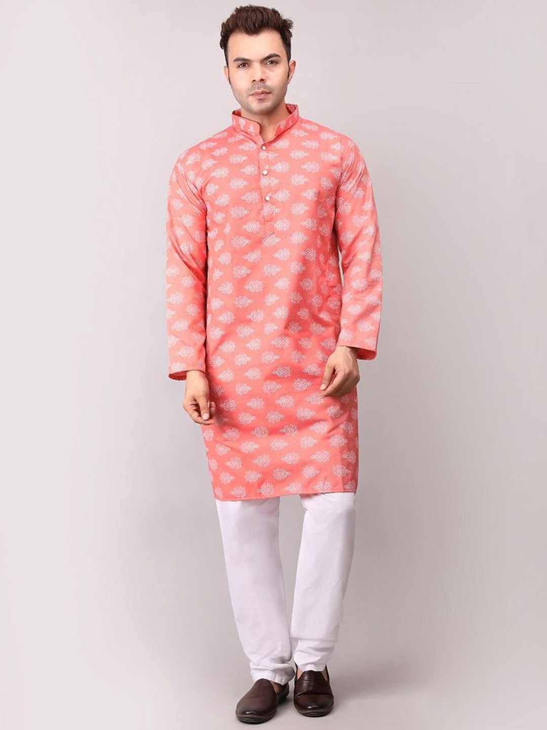 

Voniry Ethnic Motifs Straight Kurta with Pyjamas, Orange