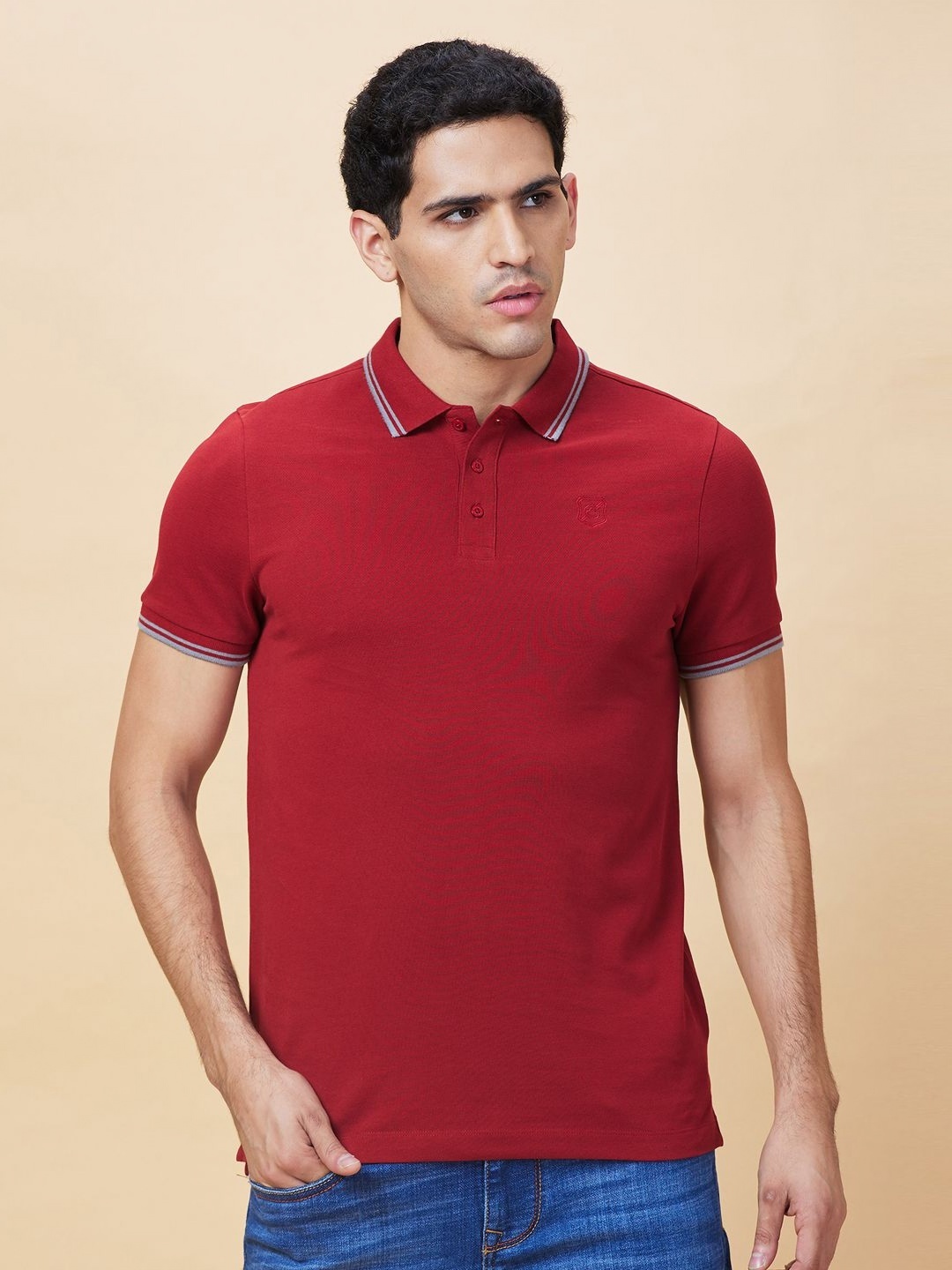 

Being Human Men Solid Polo Collar Cotton T-shirt, Brown